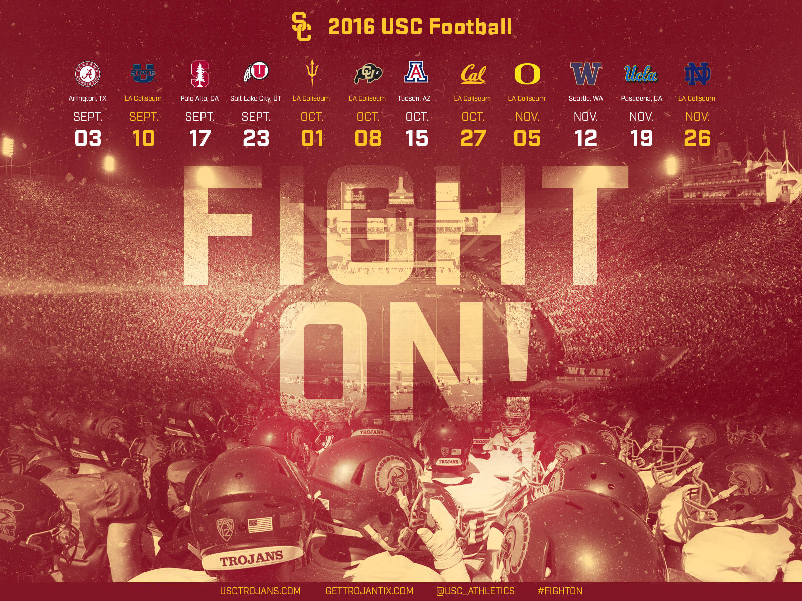 University Of Southern California 2016 Football Background