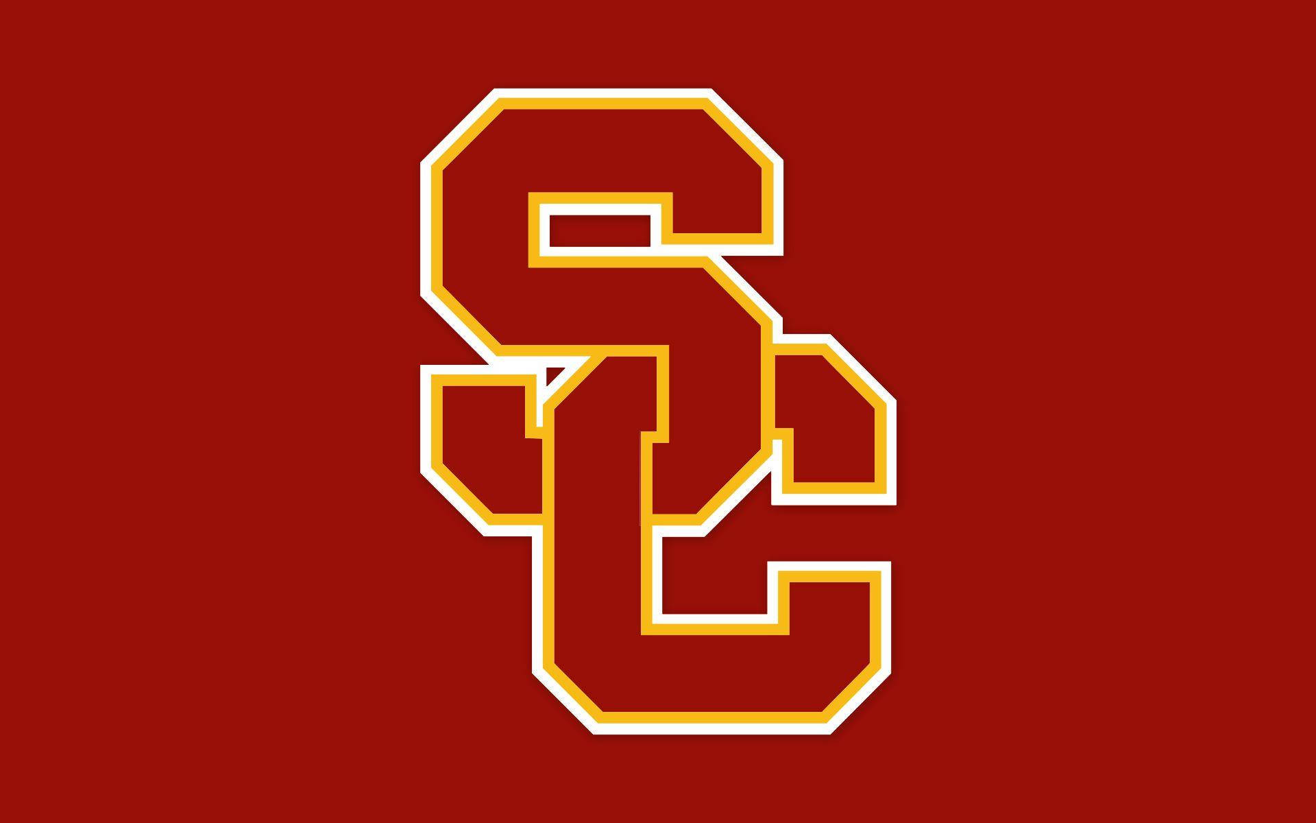 University Of Southern California Trojans Logo Red Background