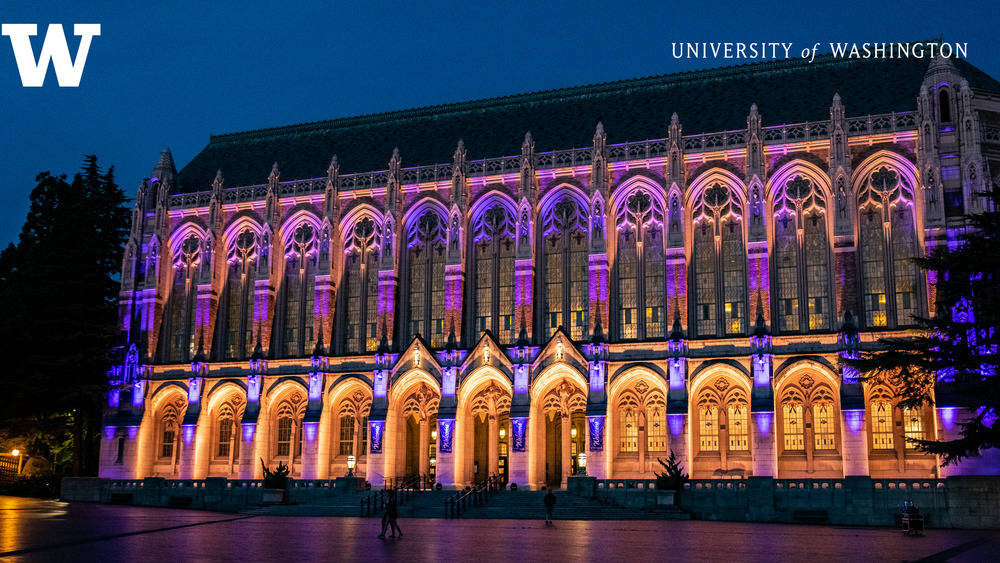 University Of Washington Library With Lights