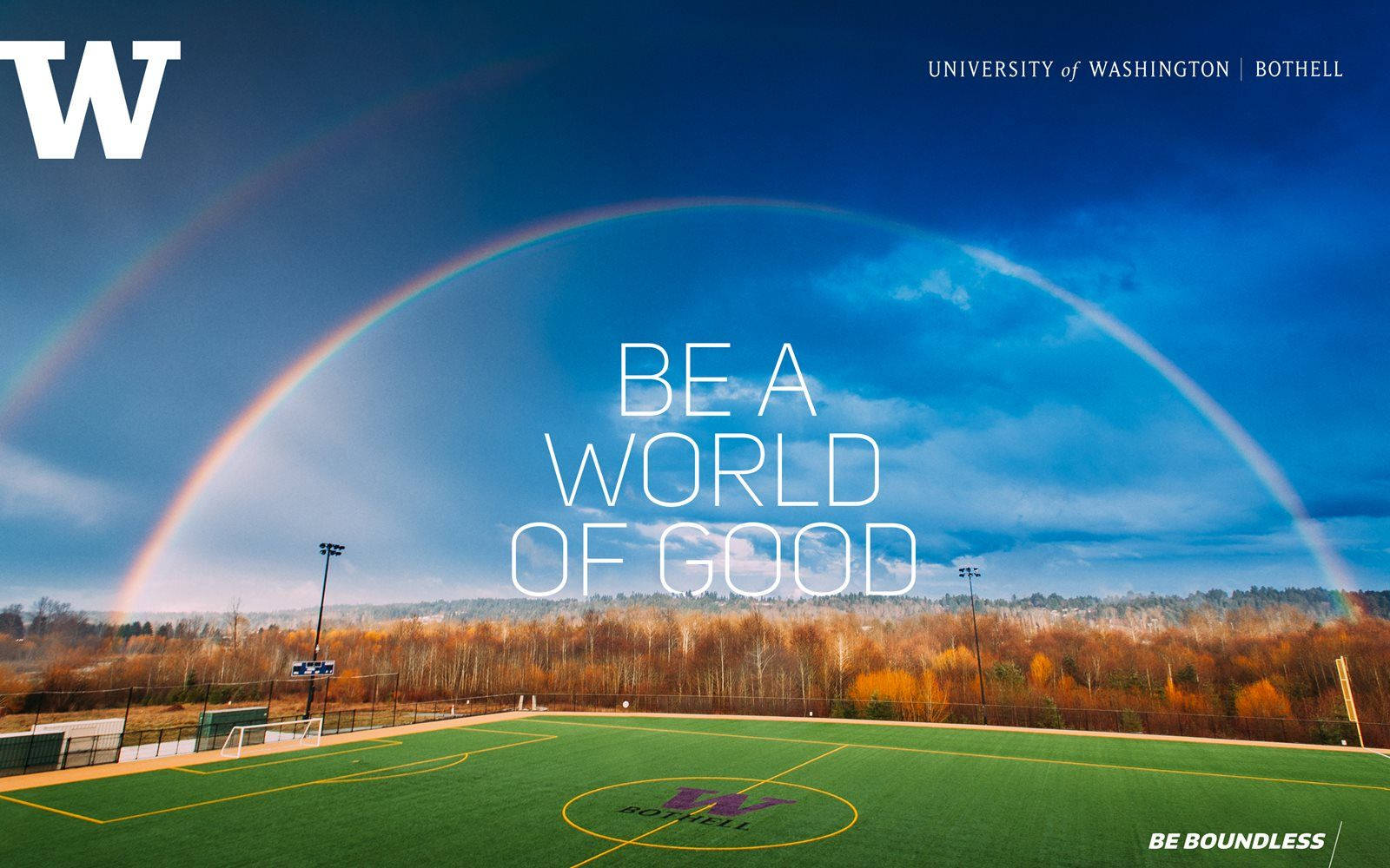 University Of Washington With Rainbow On Field