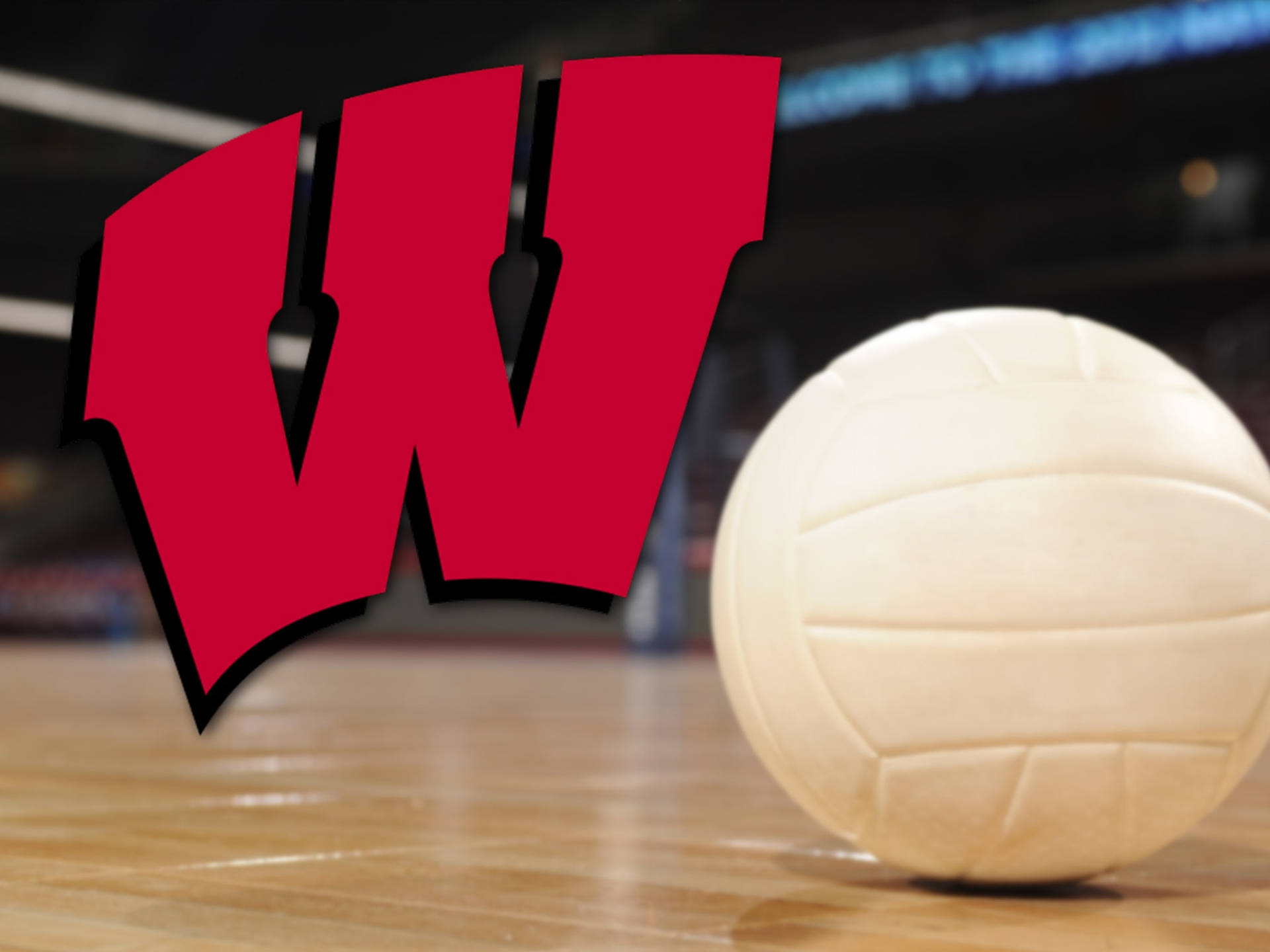 University Of Wisconsin-madison Logo With Volleyball Background