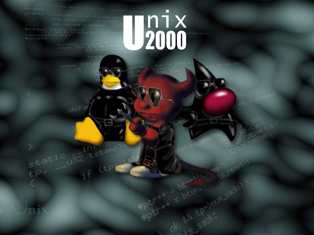 Unix 2000 Cute Characters Artwork Background