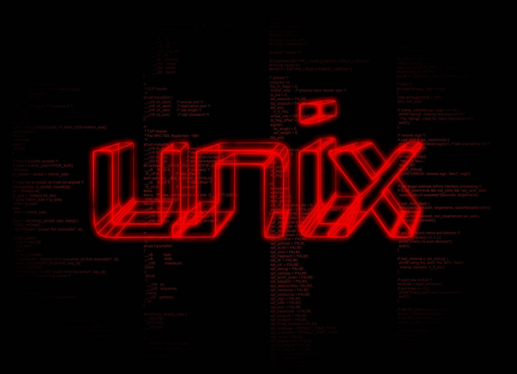 Unix Red Retro-style Logo Background