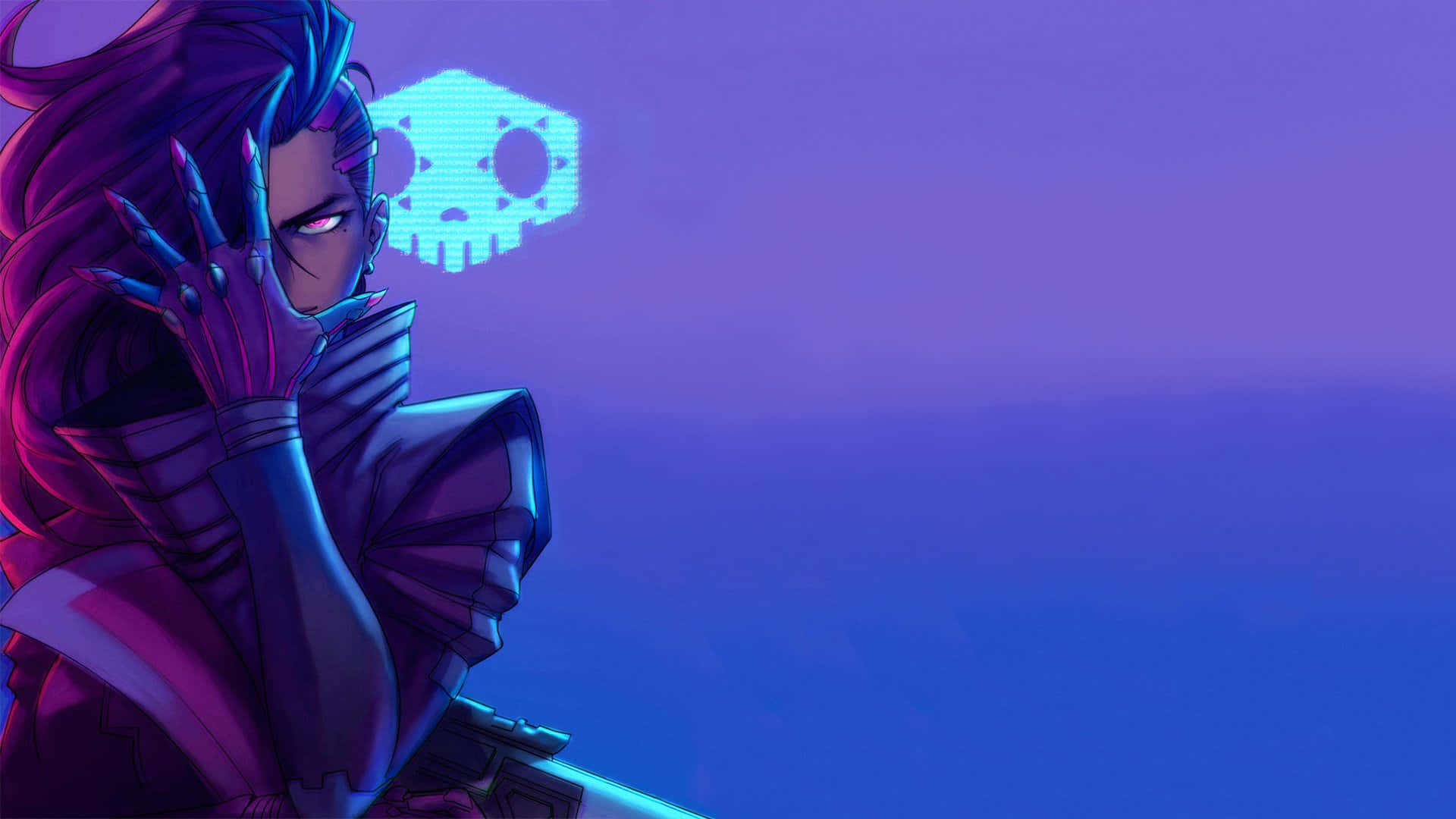 Unleash Chaos With Sombra From Overwatch Background