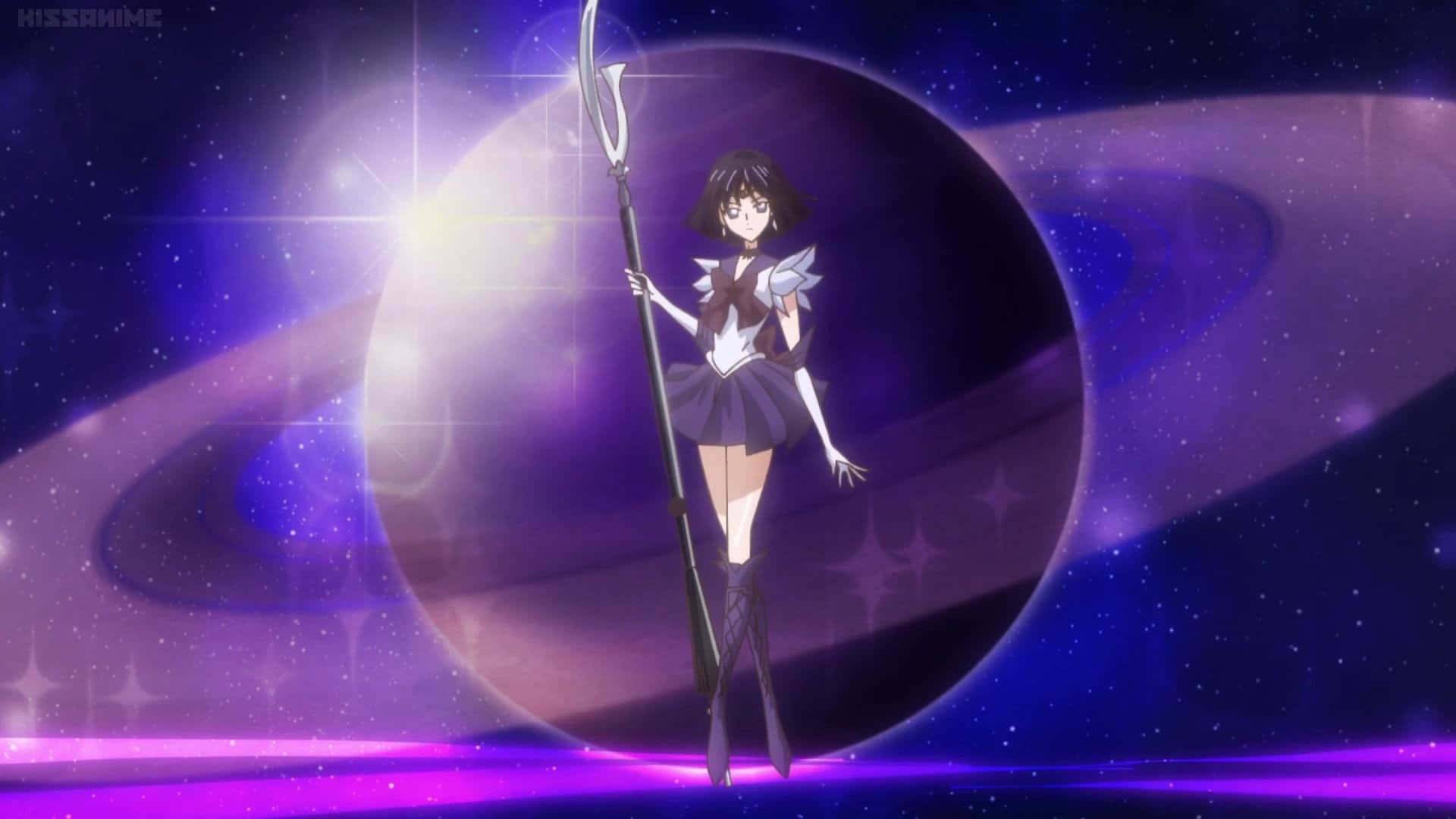 Unleash Sailor Saturn’s Otherworldly Power Background