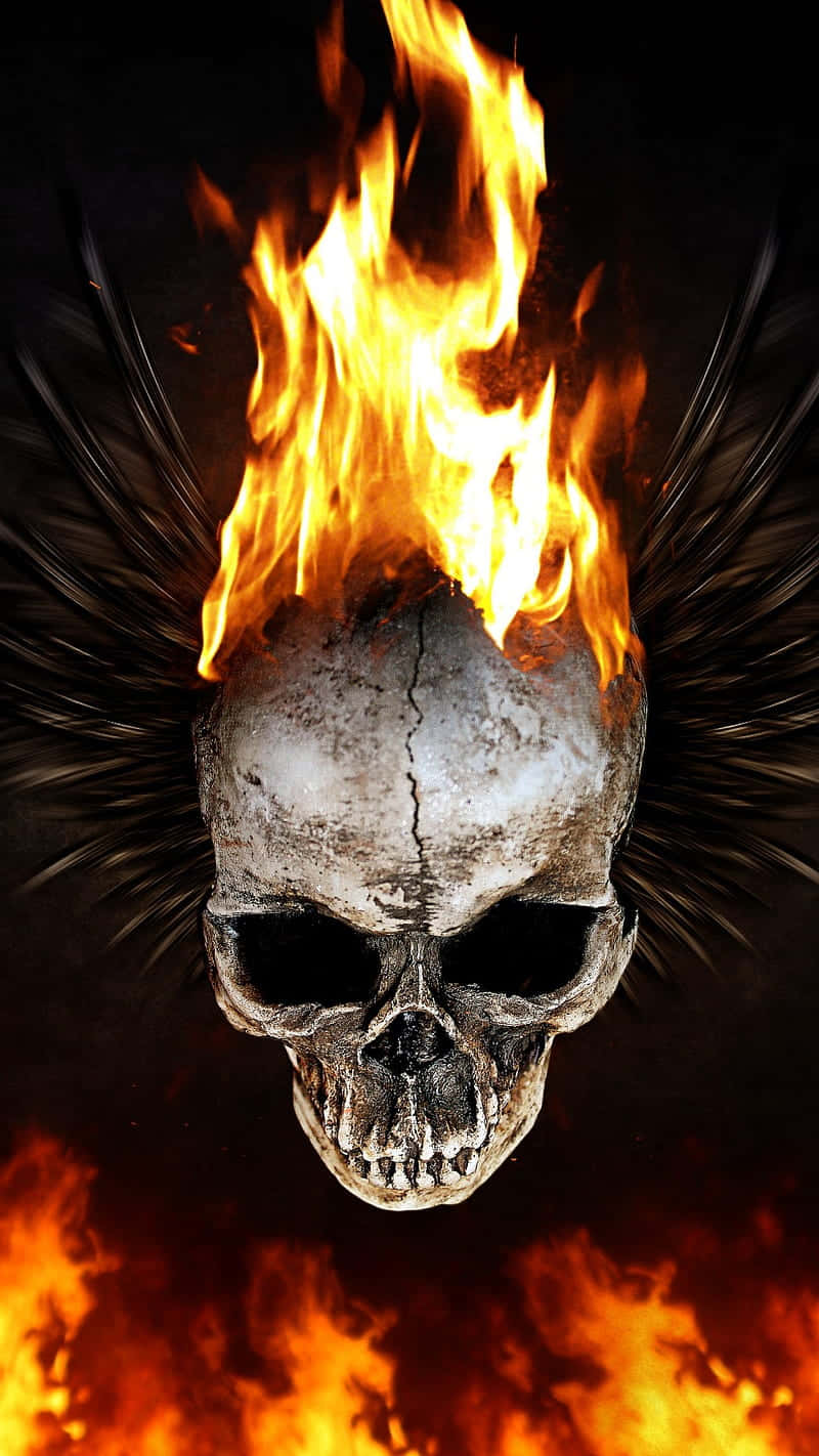 Unleash The Flaming Skull Of Power Background