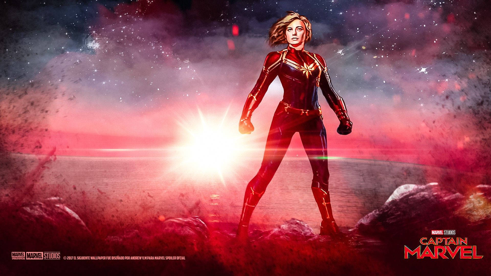 Unleash The Power Of Captain Marvel With A Powerful Desktop Computer Background