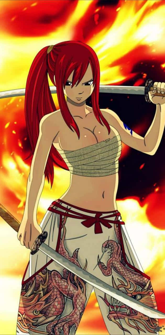 Unleash The Power Of Erza Scarlet Background