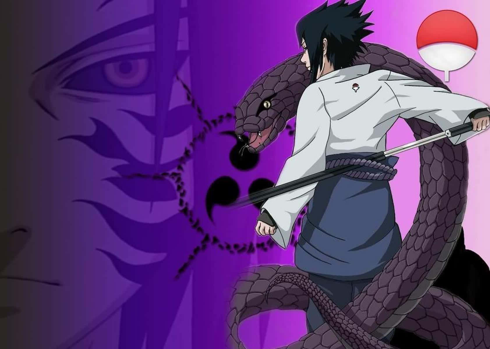 Unleash The Team 7 Sasuke Of Ultimate Power, Decked In An Exotic Purple Lightning-shrouded Design Background