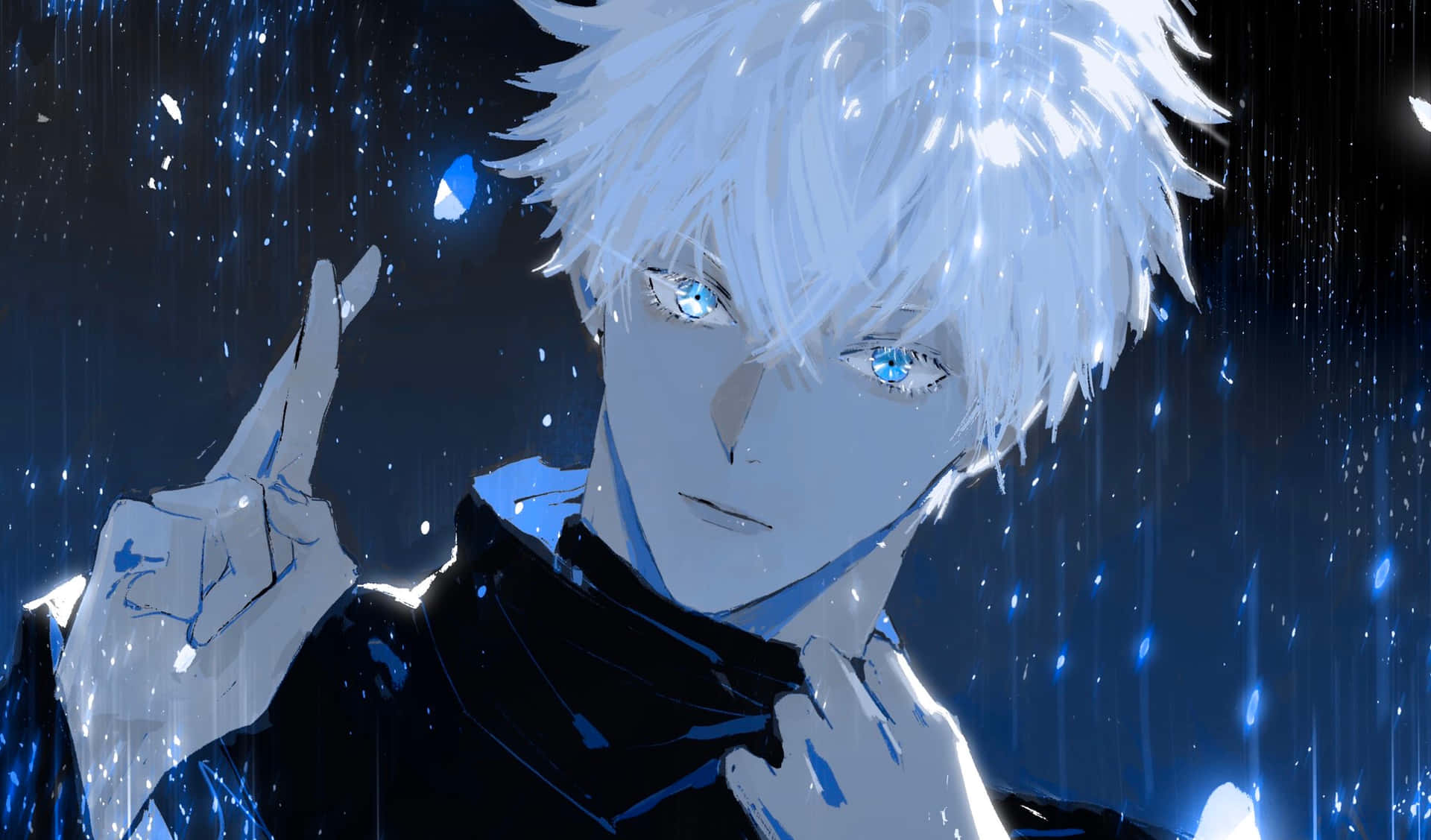 Unleashed Power, Steely Gaze - Blue Tint Gojo Pfp Background