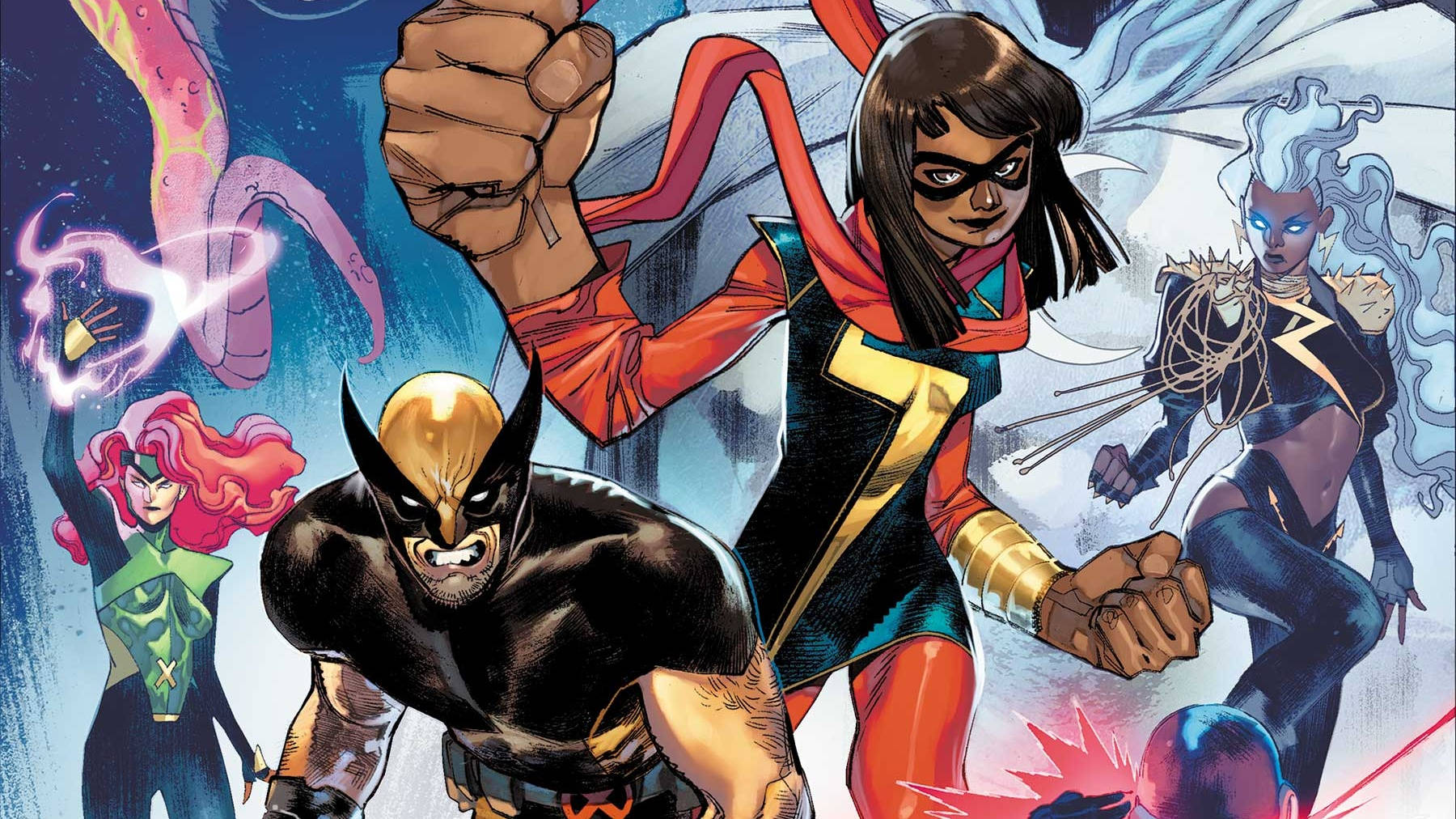 Unleashing Superpower: Ms. Marvel With Marvel Characters Background