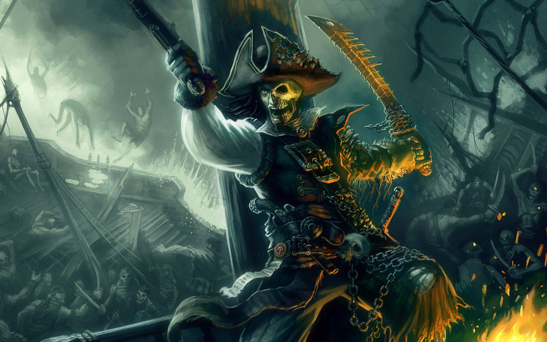 Unleashing The Scourge Of The Undead Pirate Background