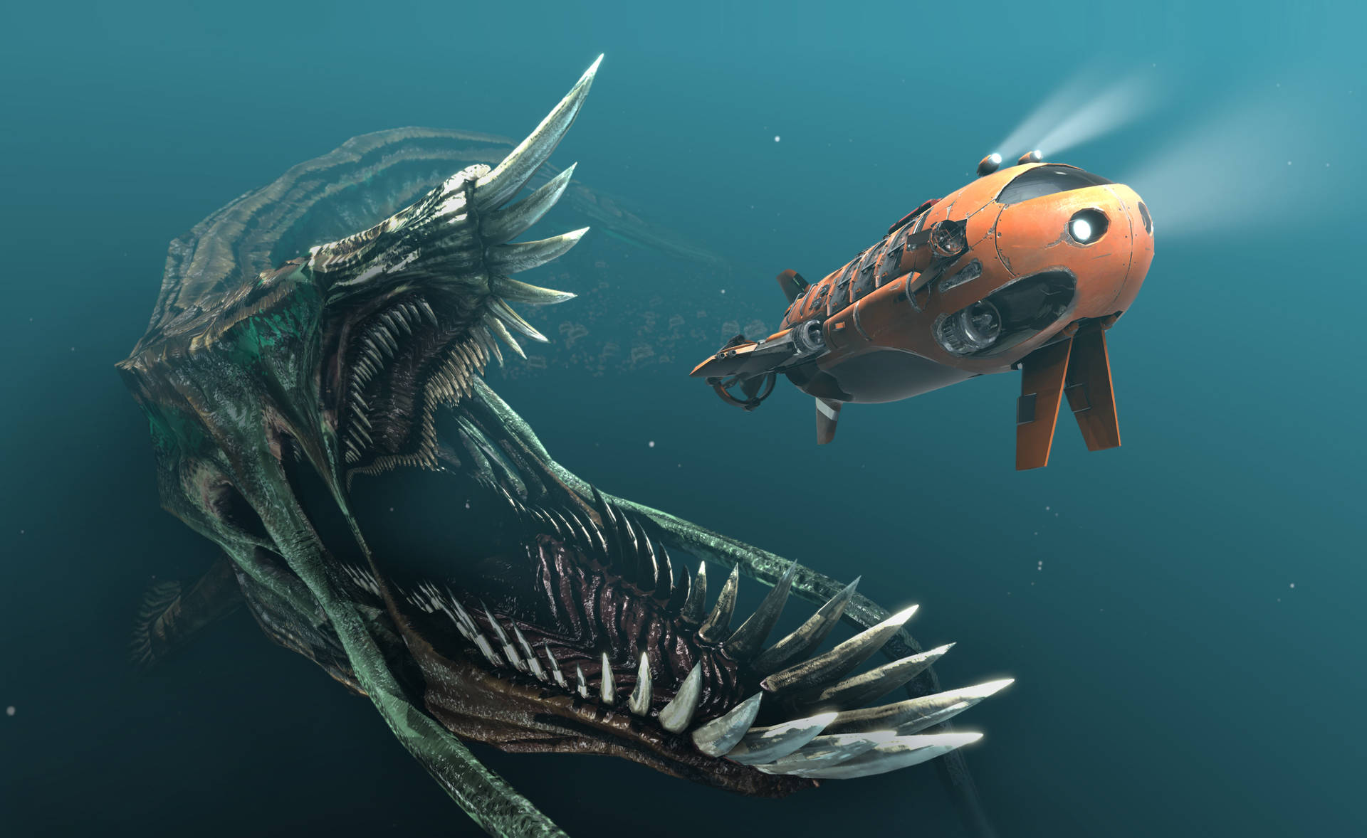 Unleashing The Underwater Sea Beast Background