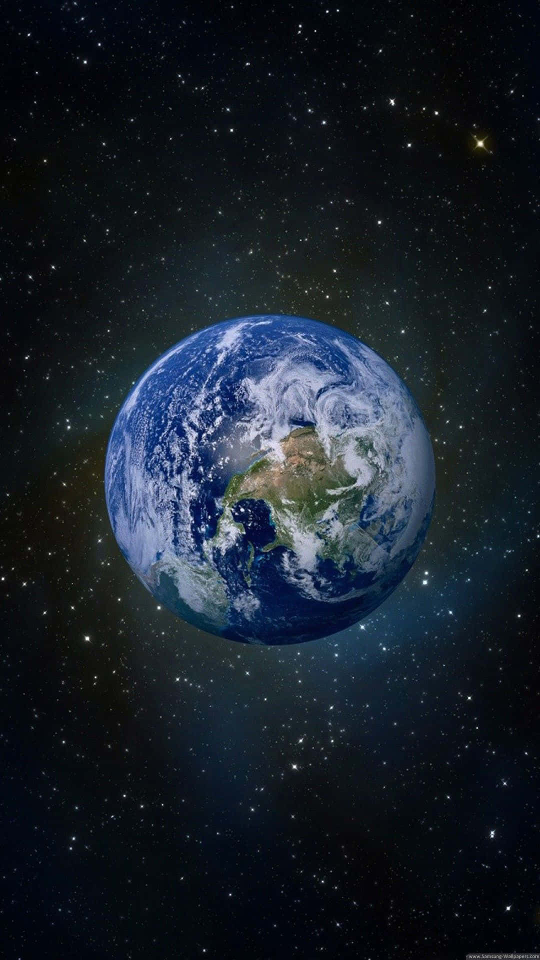 Unleashing The World: An Up Close Iphone Display Of Planet Earth Background