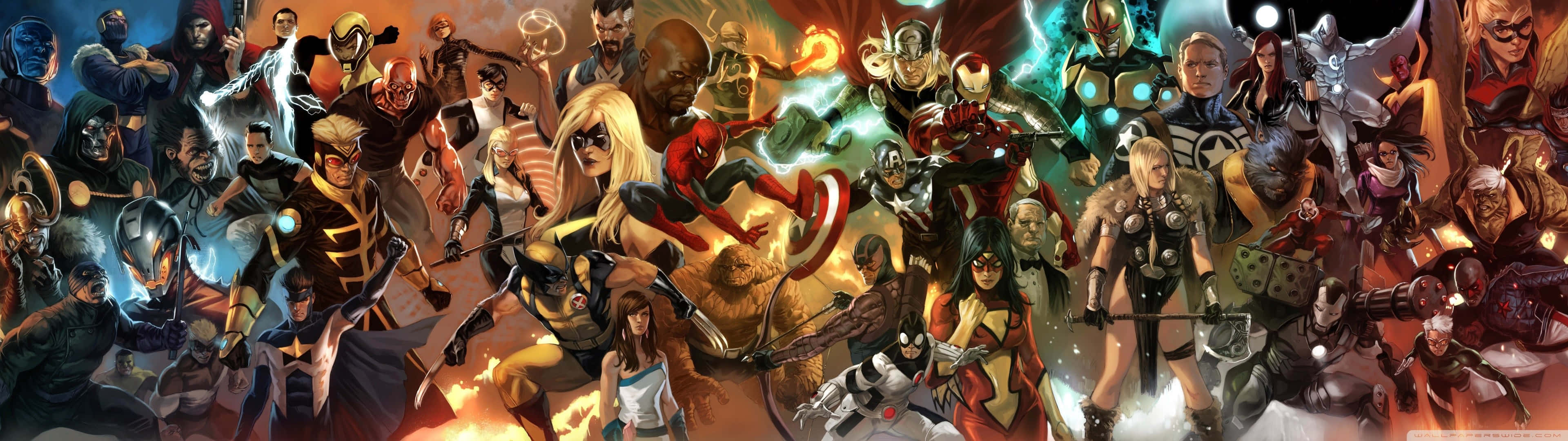 Unlock Dual Screen Gaming With The Marvel Dual Screen Background