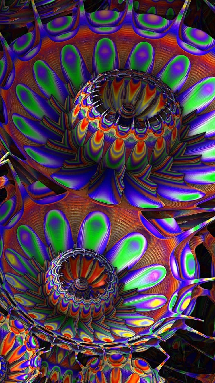 Unlock The Magical Wonders Of A Rainbow Flower With This Beautiful Iphone Wallpaper.