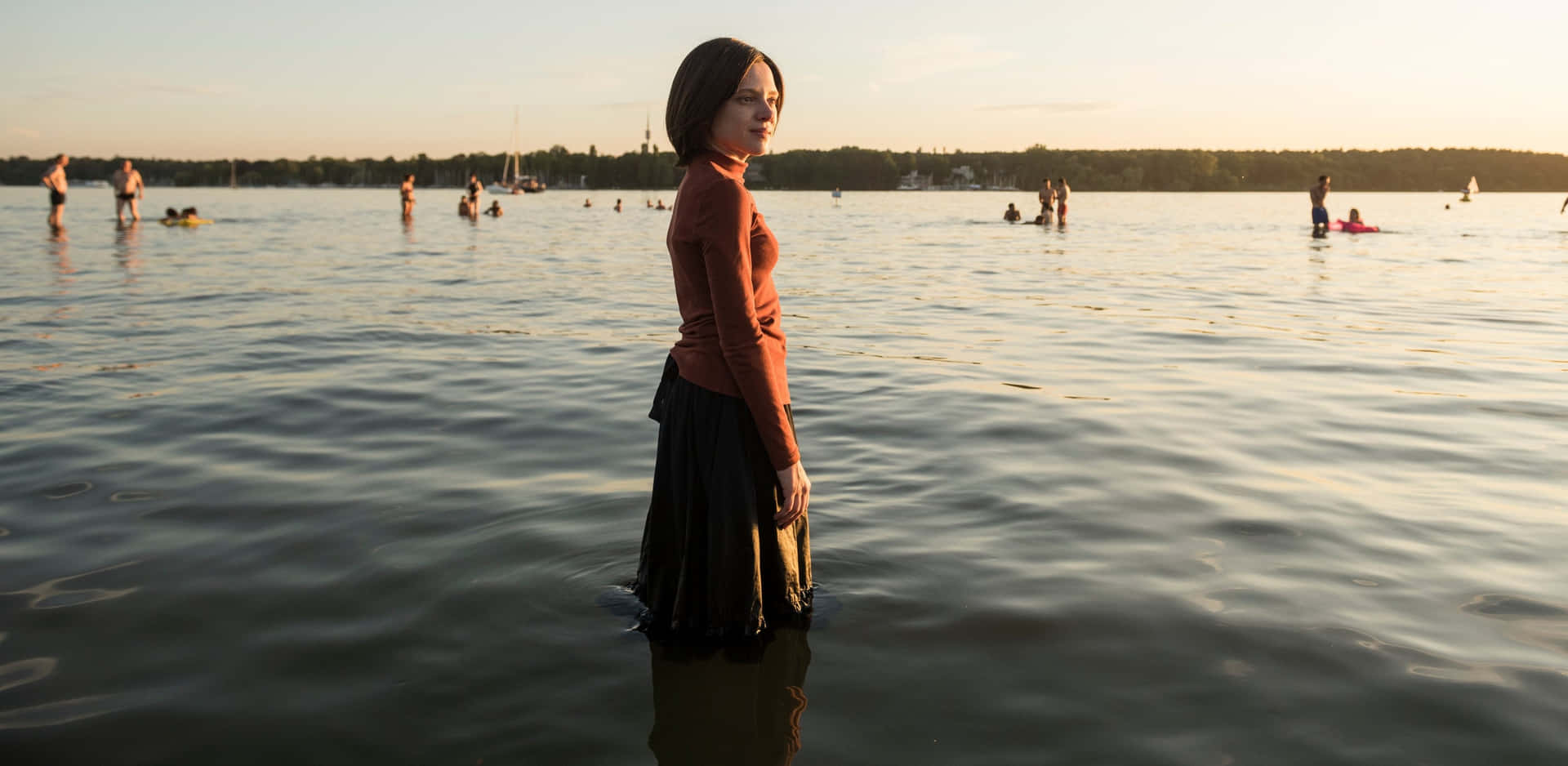 Unorthodox Girl Walking Alone In Beach Background