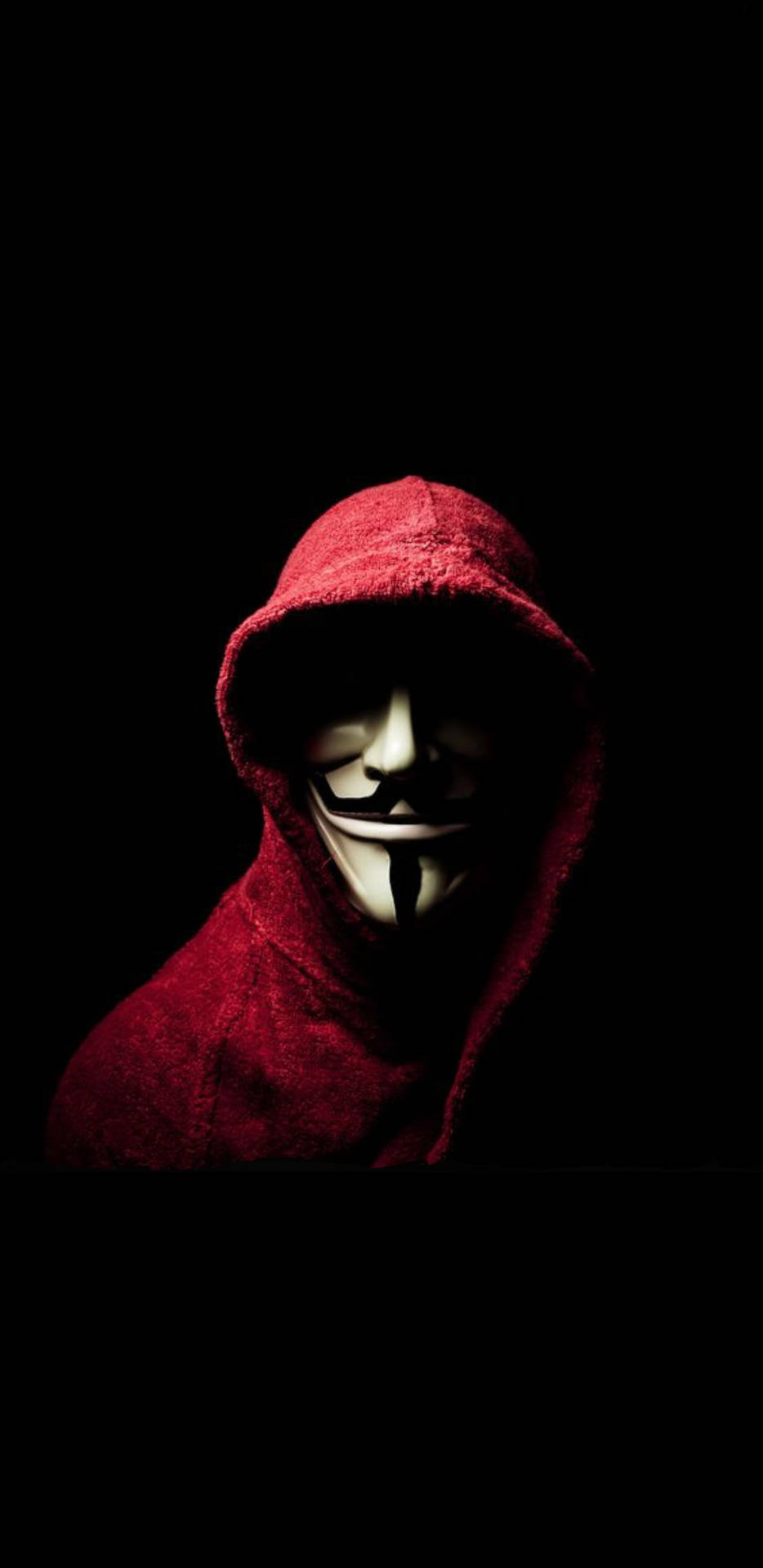 Unseen Threat: Hacker Mask Shrouded In Darkness Background