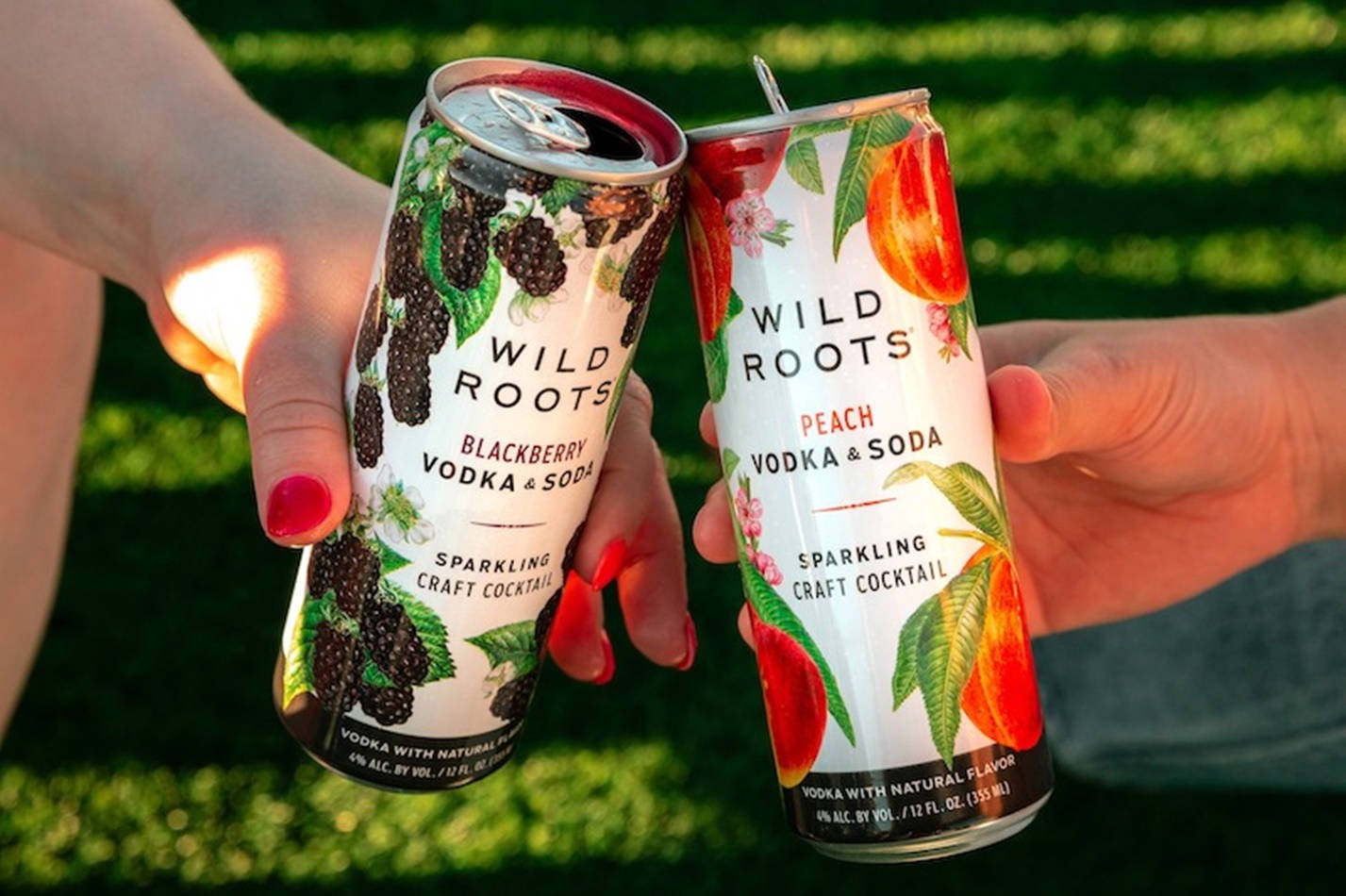 Unwind With Wild Roots Blackberry And Peach Vodka Soda Background