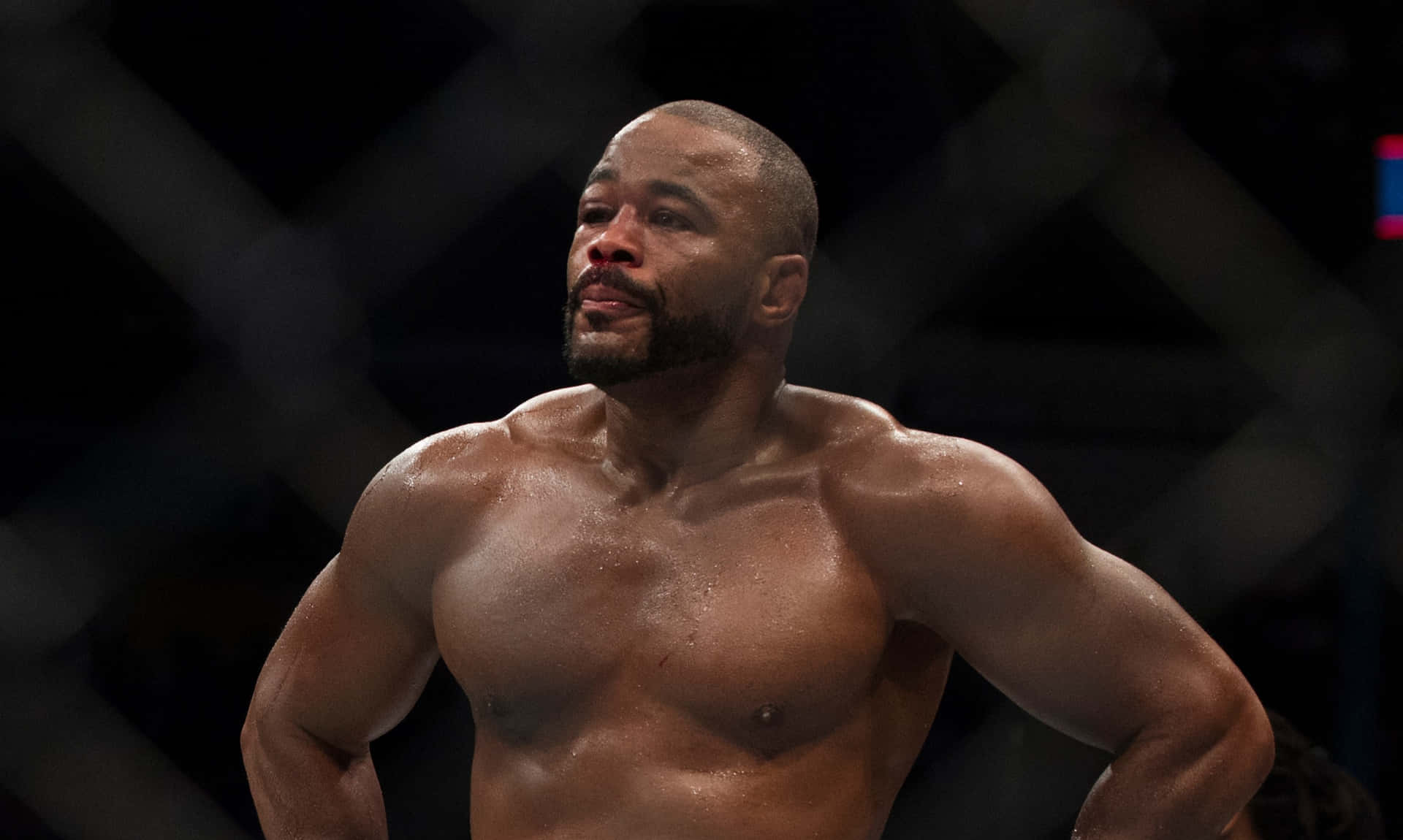 Unyielding Determination: A Bruised Rashad Evans After The Fight Background
