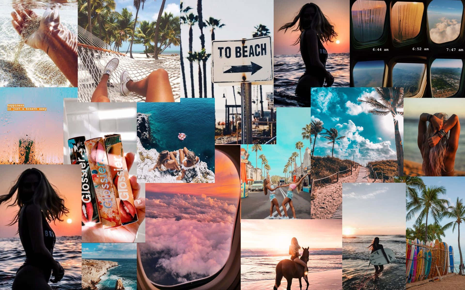 Up And Away: A Laptop Ready For Summer With A Unique, Creative Collage Aesthetic Background