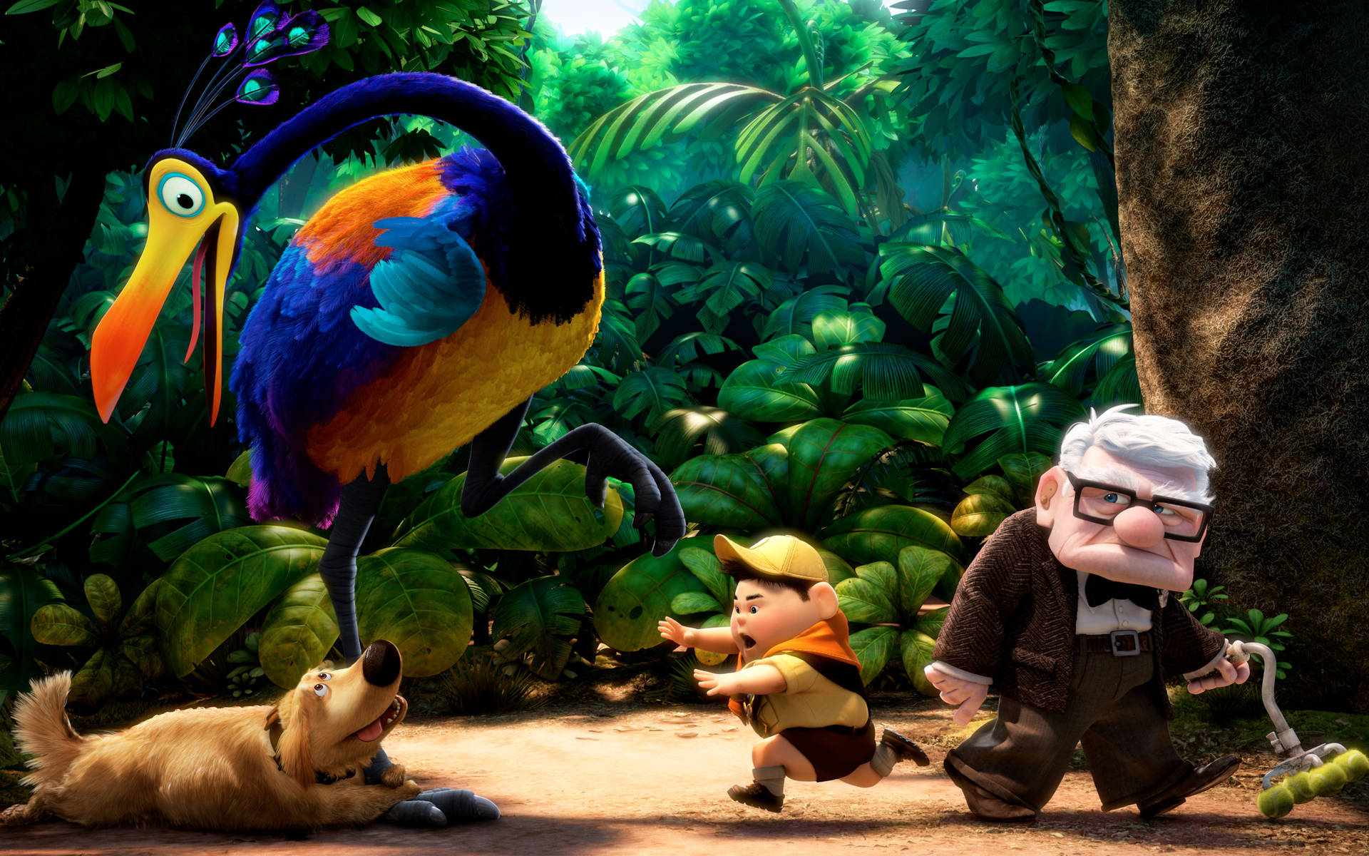 Up Characters In A Jungle Background