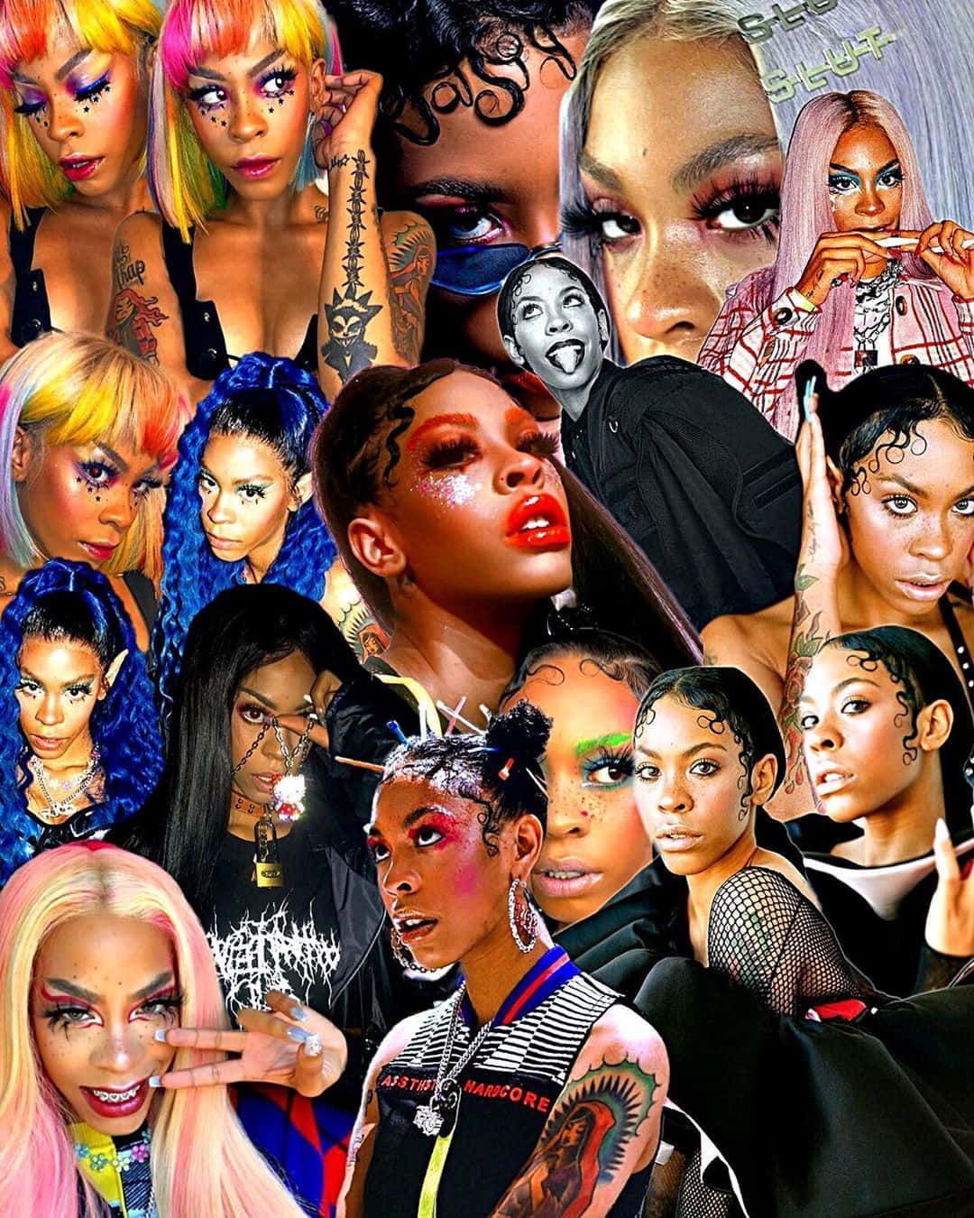 Up & Coming Rapper Rico Nasty Looking Fierce In A Multicoloured Denim Jacket Background