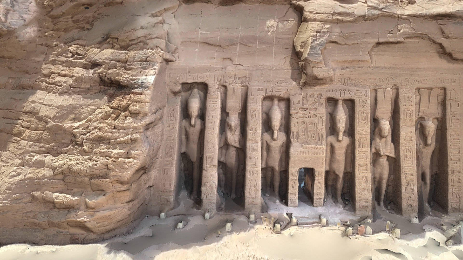 Upper View Of The Small Temple Of Abu Simbel Background