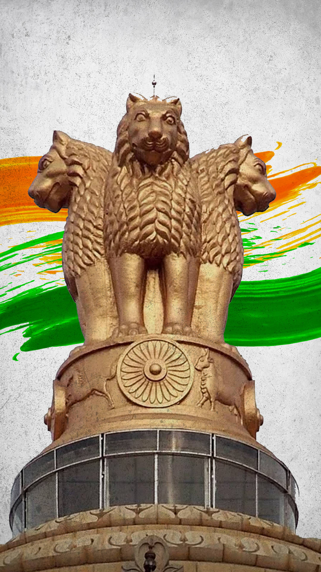 Upsc Statue With Indian Colors Background