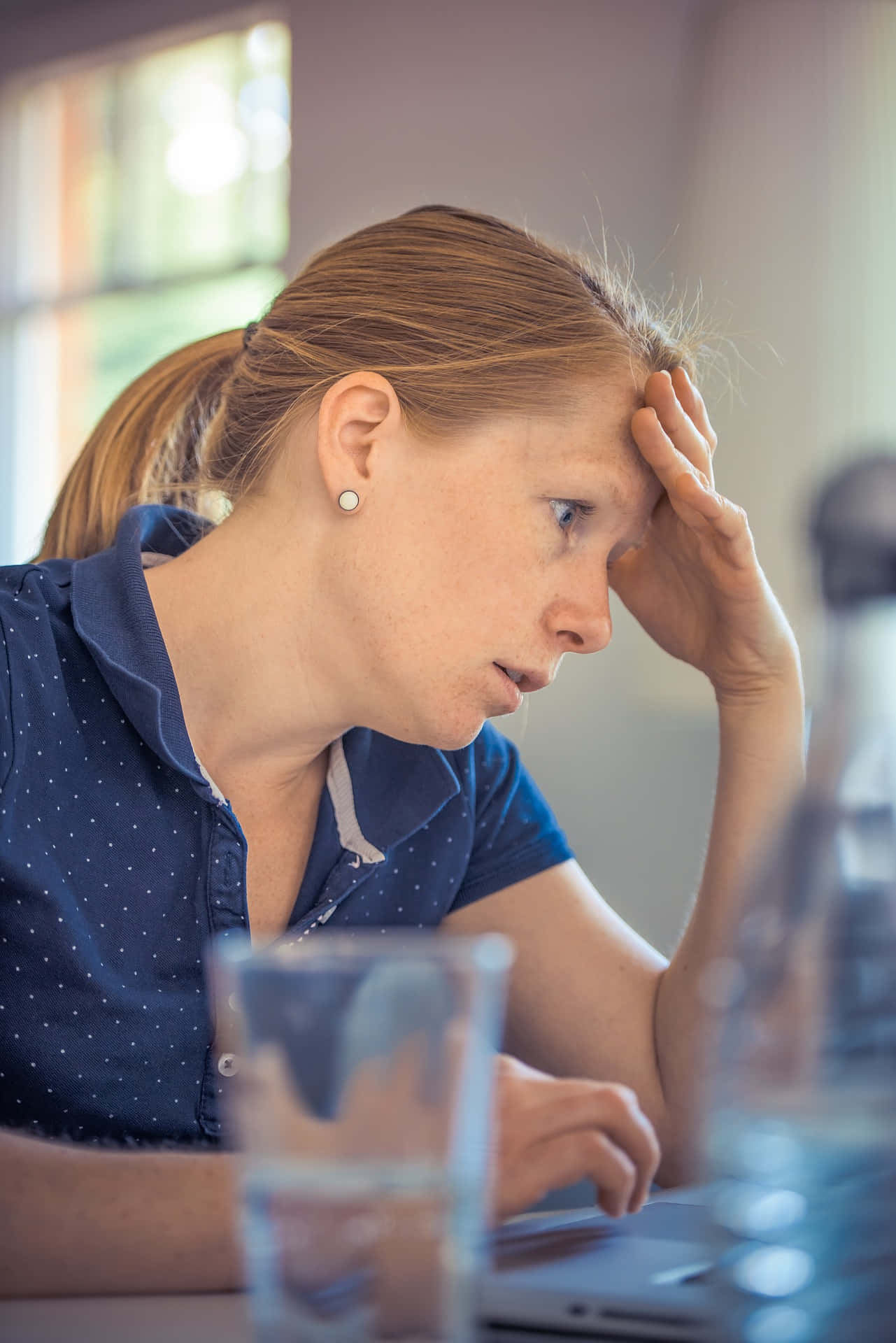 Upset Man Leaning Against Wall Background