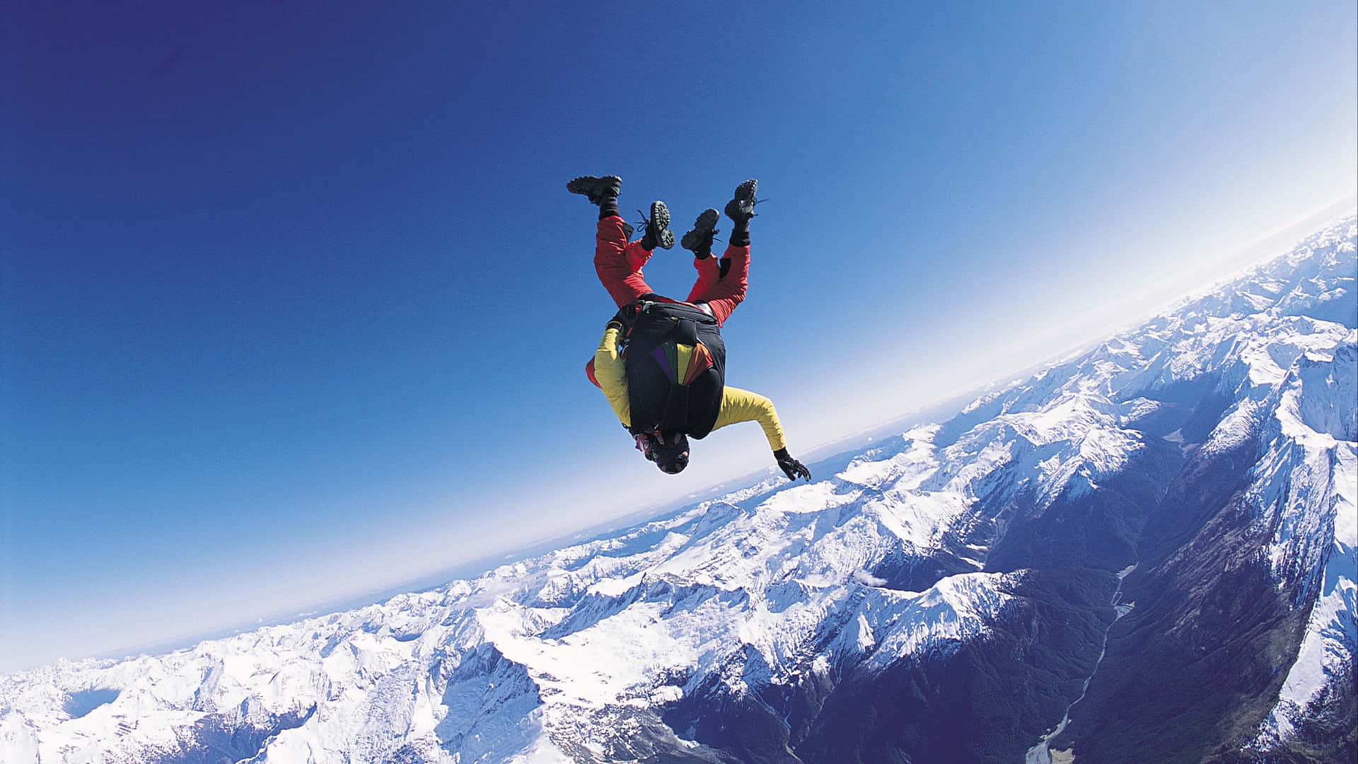 Upside Down Falling Tandem Skydiving Background