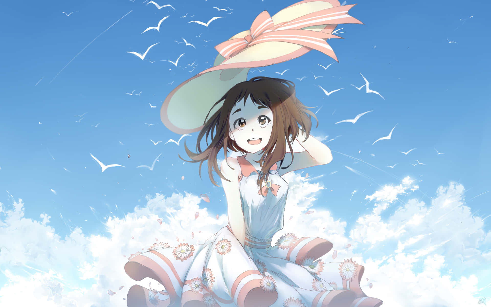 Uraraka Aesthetic Clouds Background