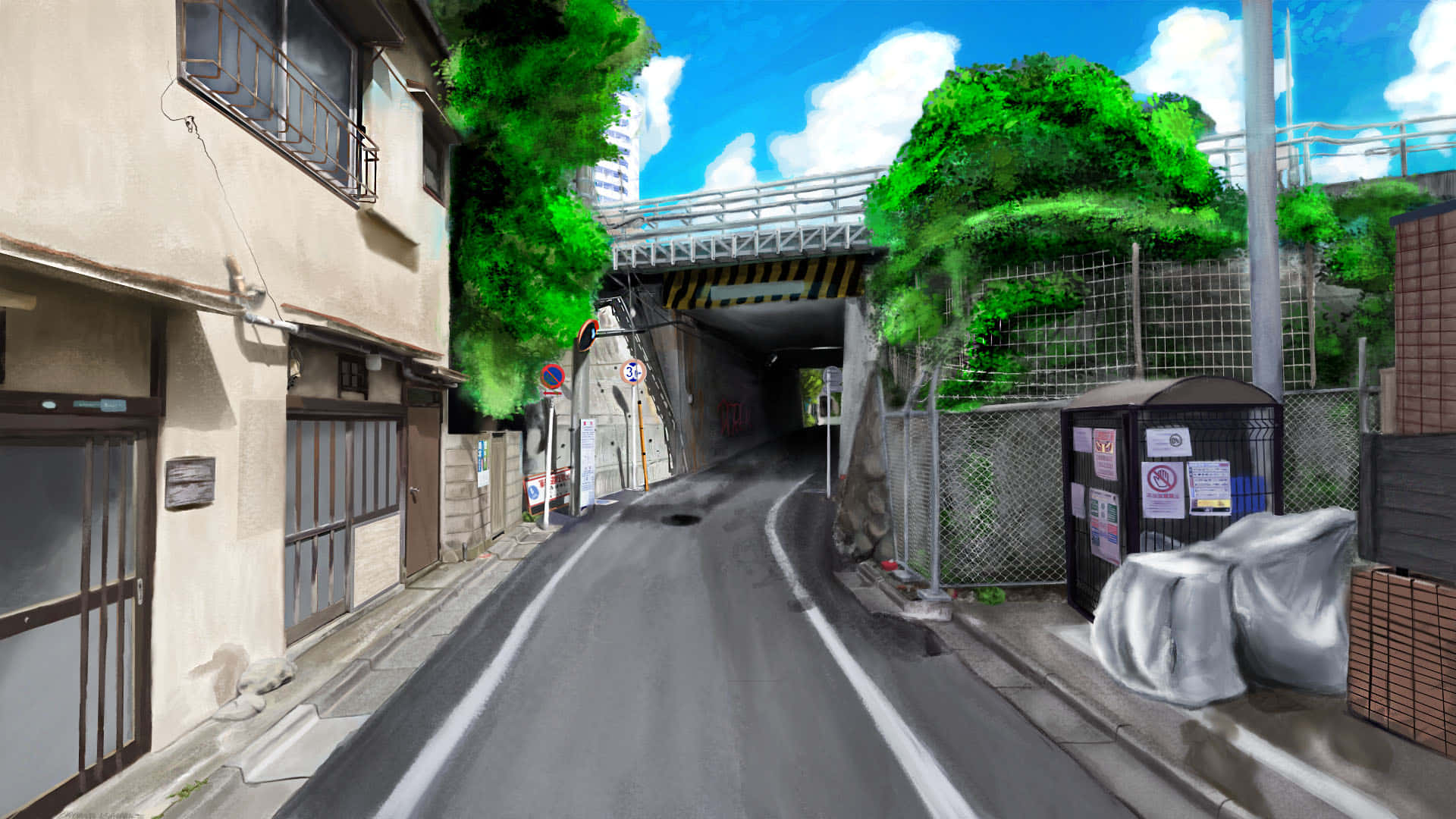 Urban_ Anime_ Street_ Scene Background