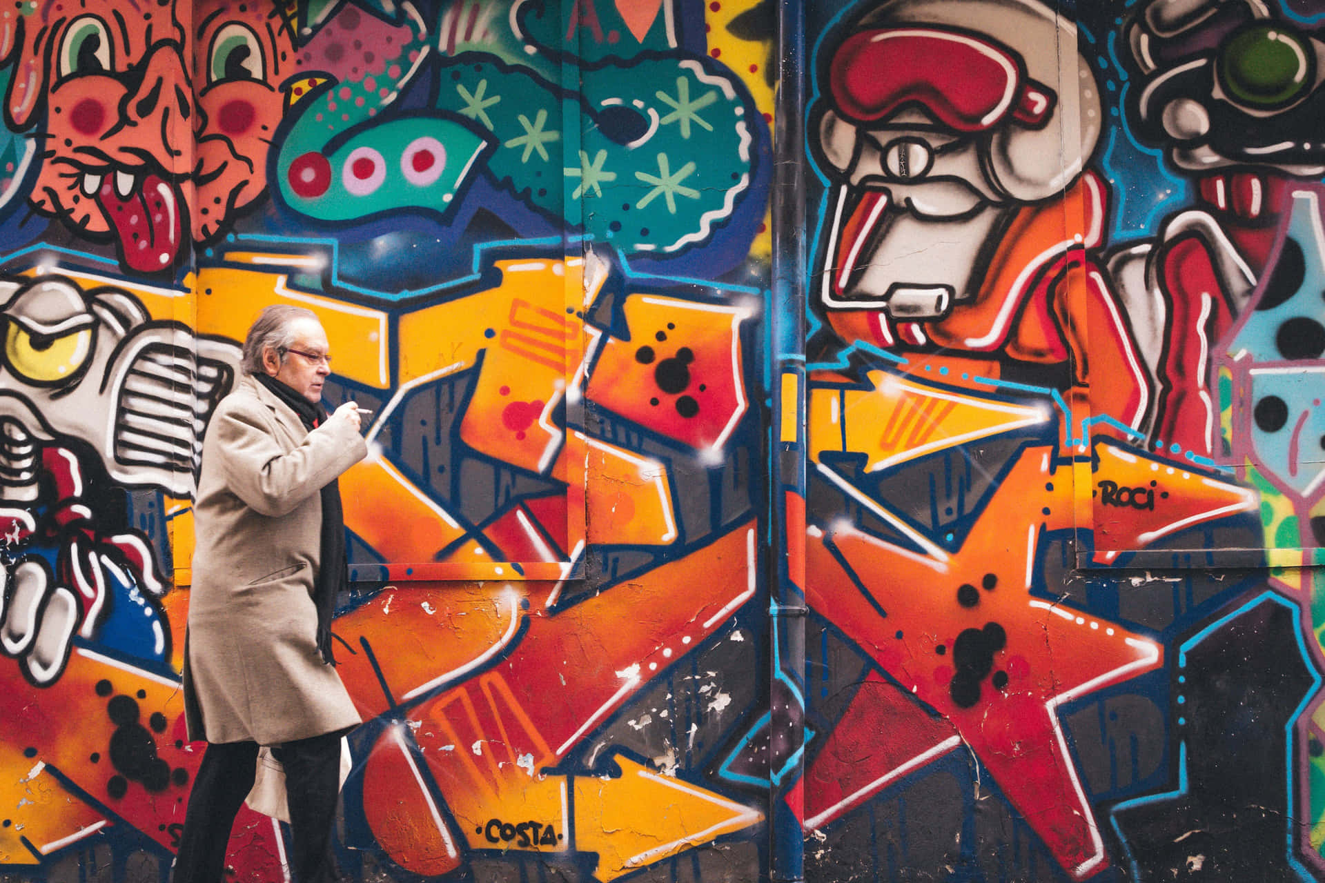 Urban Art With Splashes Of Vivid Colors Background