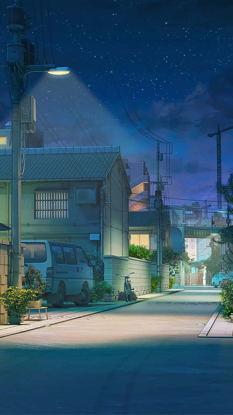Urban Community Night Anime Scenery