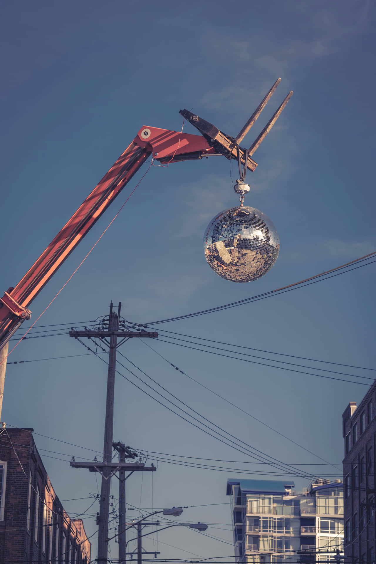 Urban Disco Ball Crane Lift Background