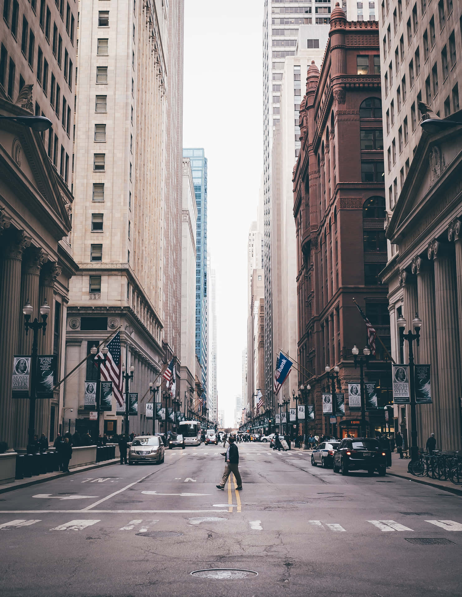 Urban Explorer - Lone Pedestrian Crossing Street Background