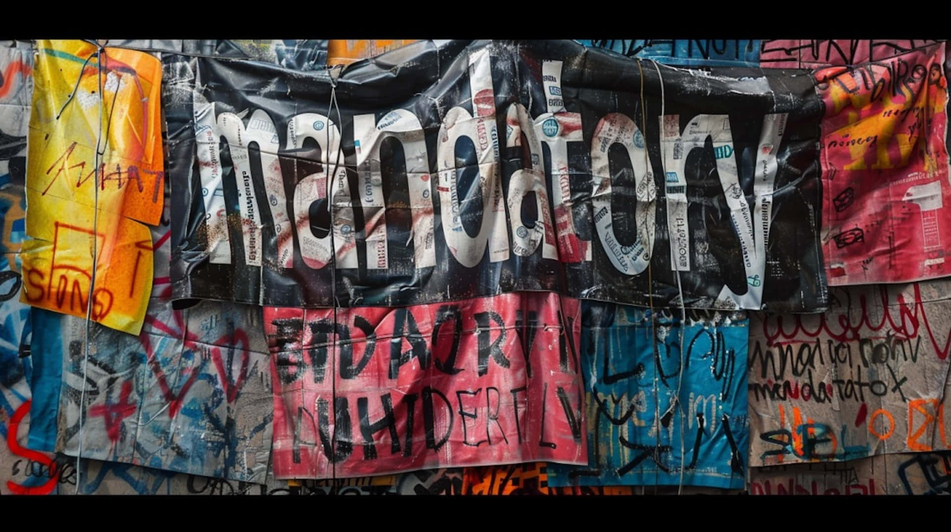 Urban Mandatory Graffiti Collage Background