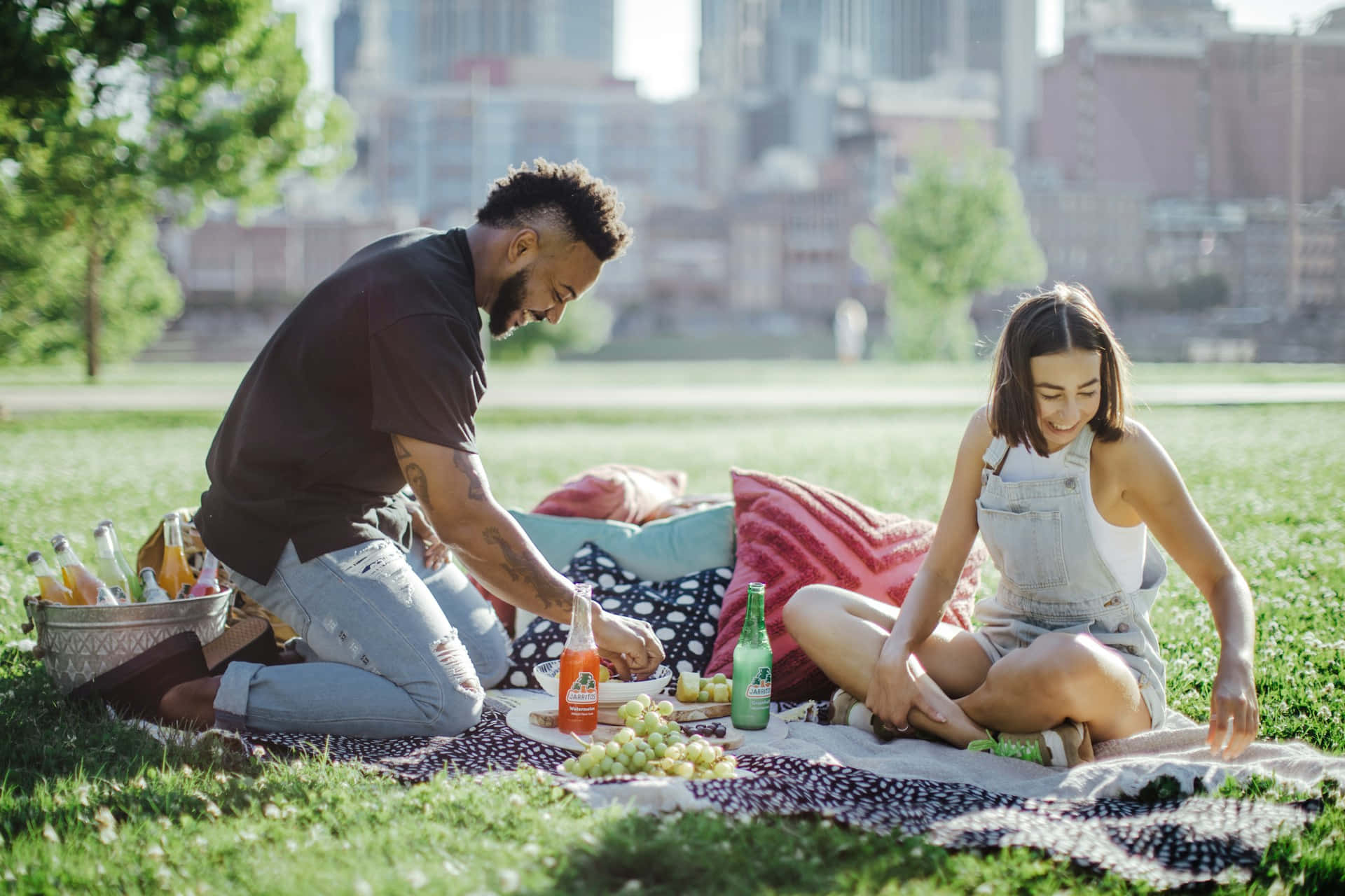 Urban Picnic Setup Background