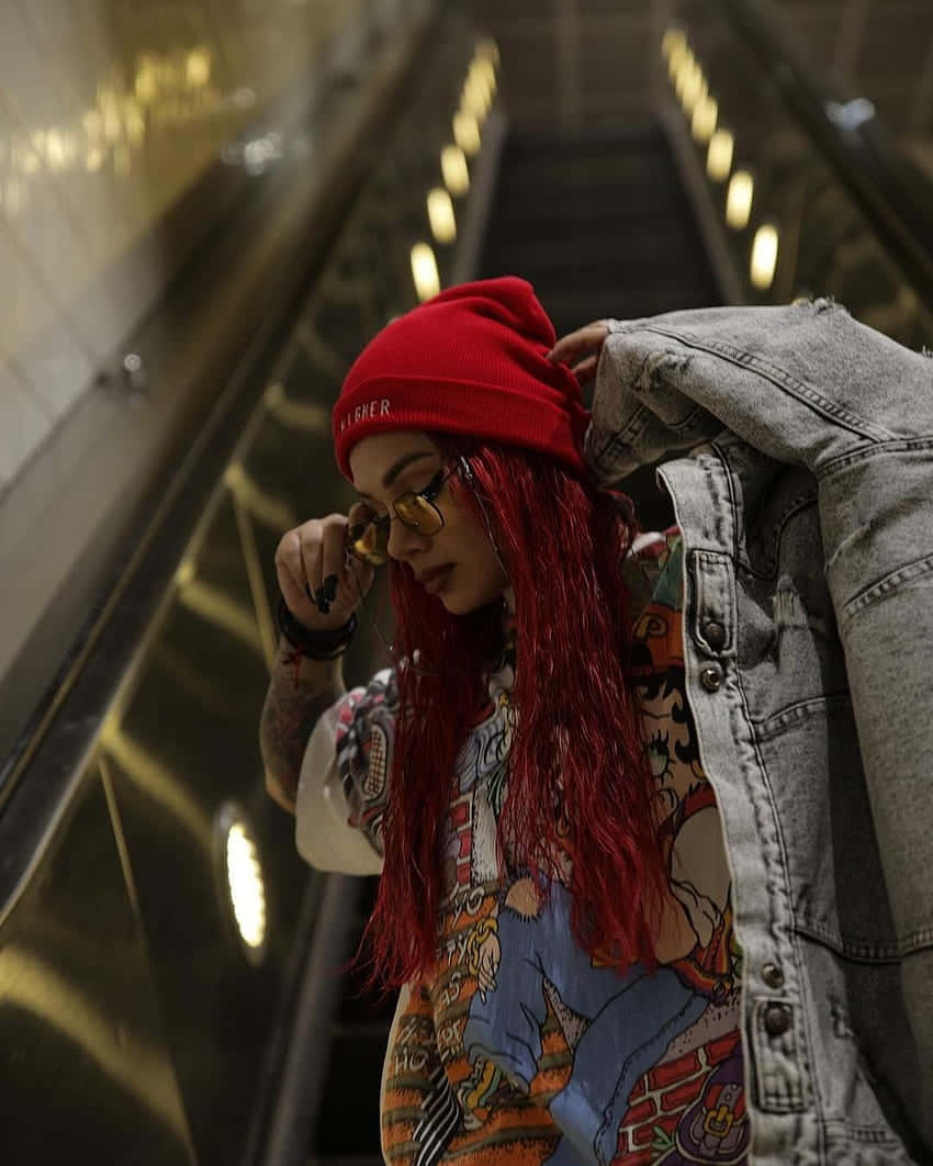 Urban_ Red_ Haired_ Artist_ Escalator Background
