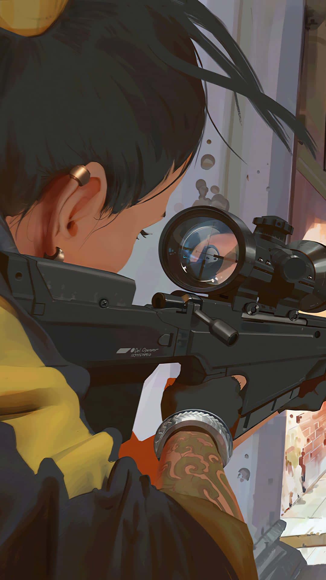 Urban Sniper Aiming Illustration Background