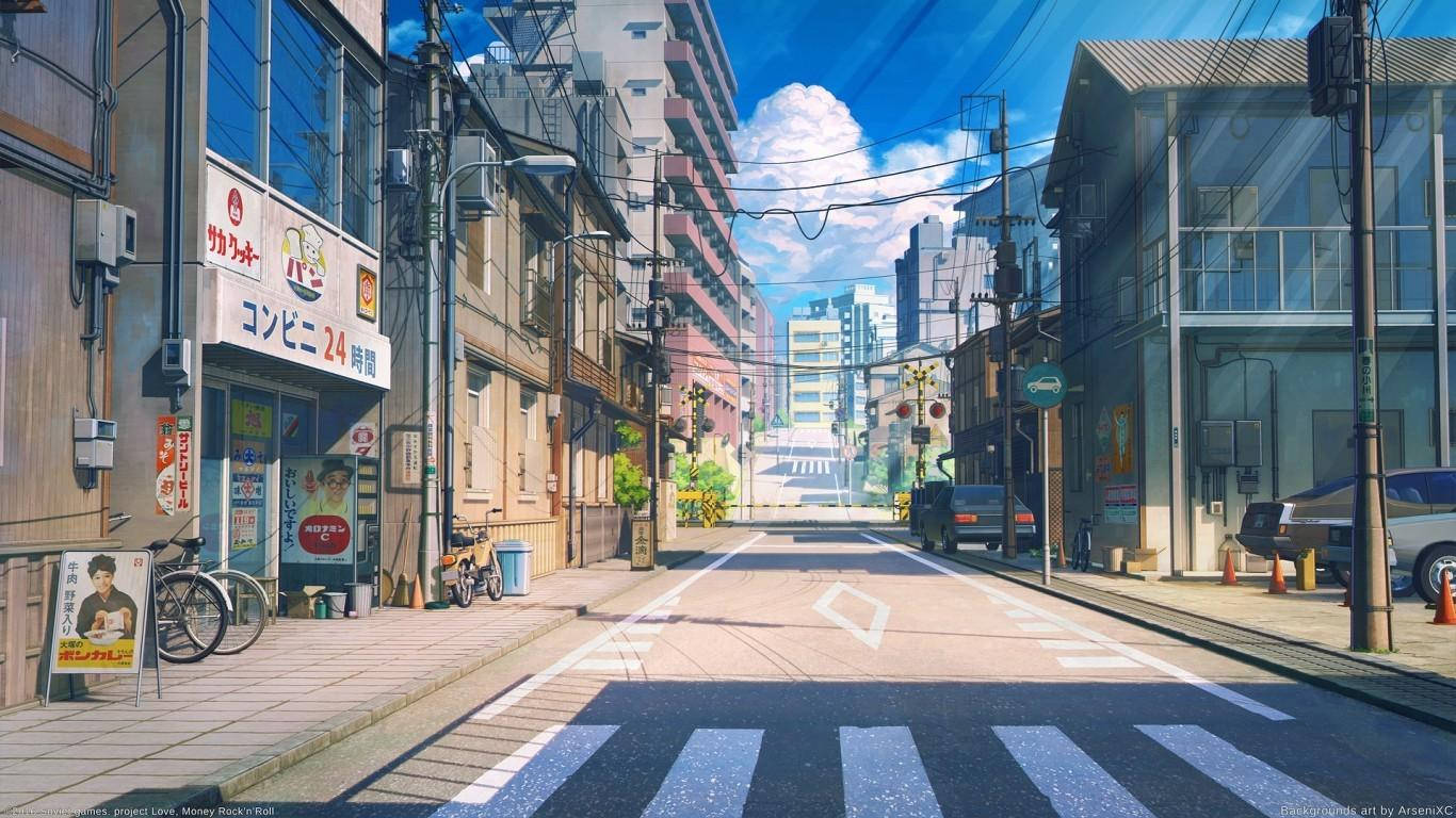 Urban Street Aesthetic Anime Laptop Background