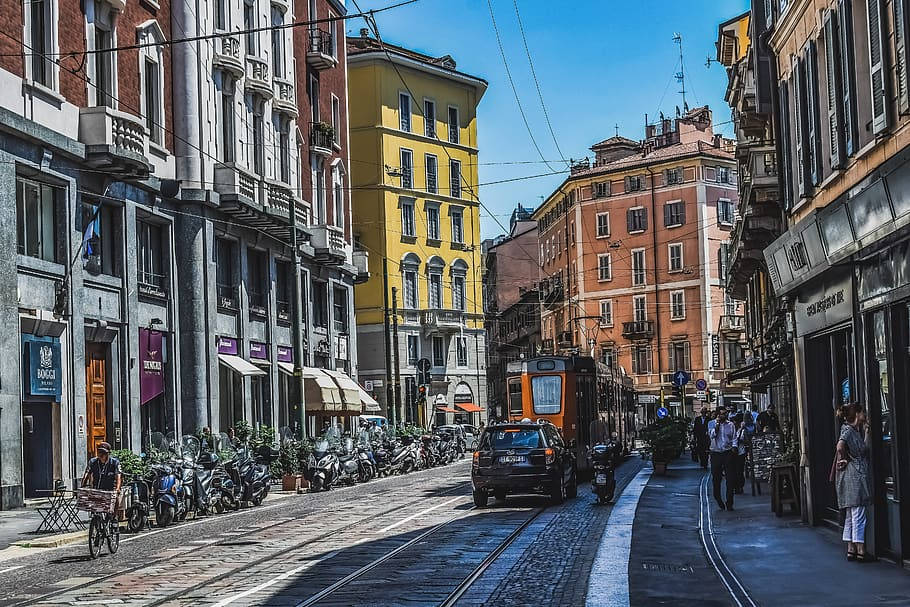 Urban Street In Milan Background