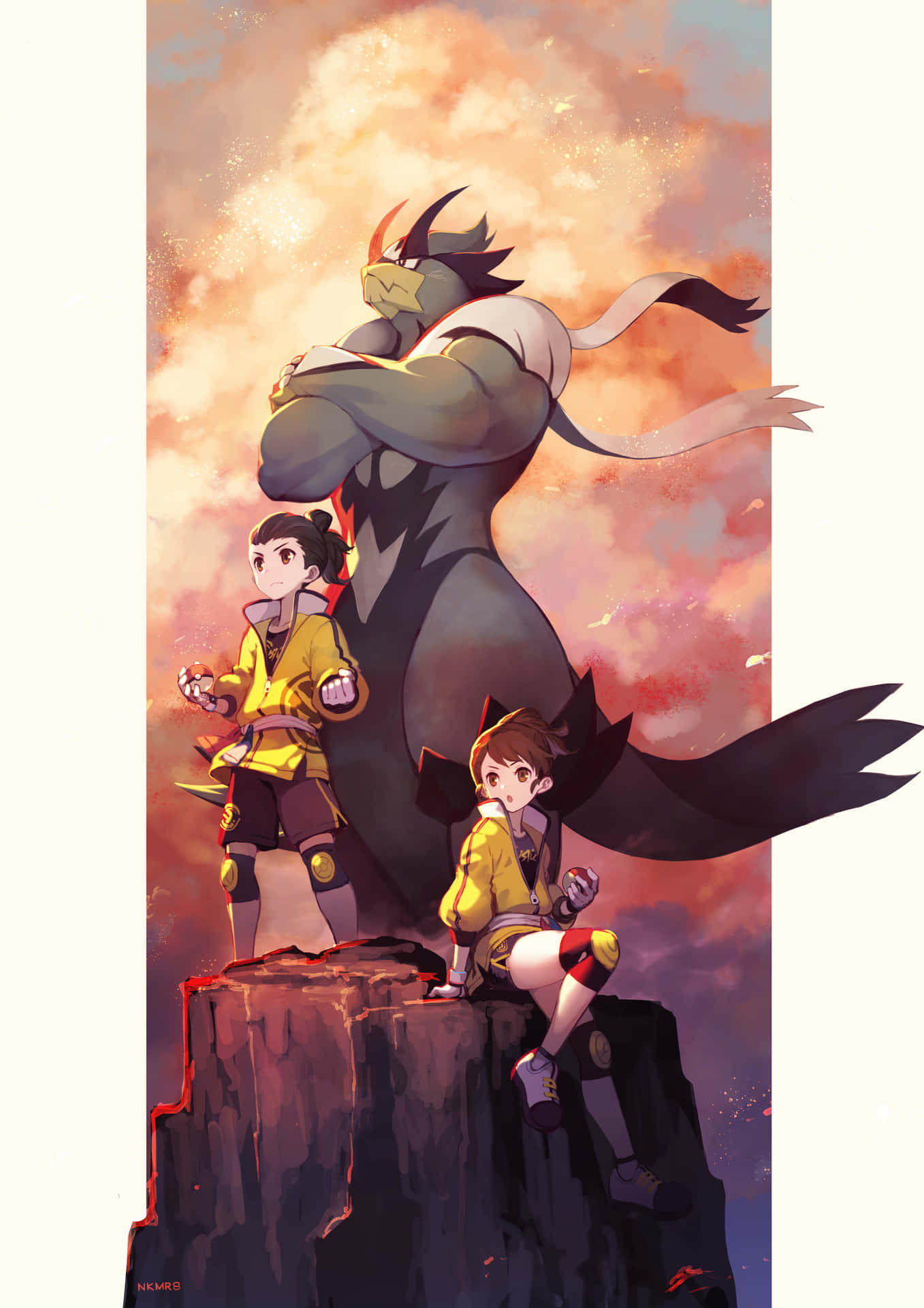 Urshifu With Two Anime Characters Background
