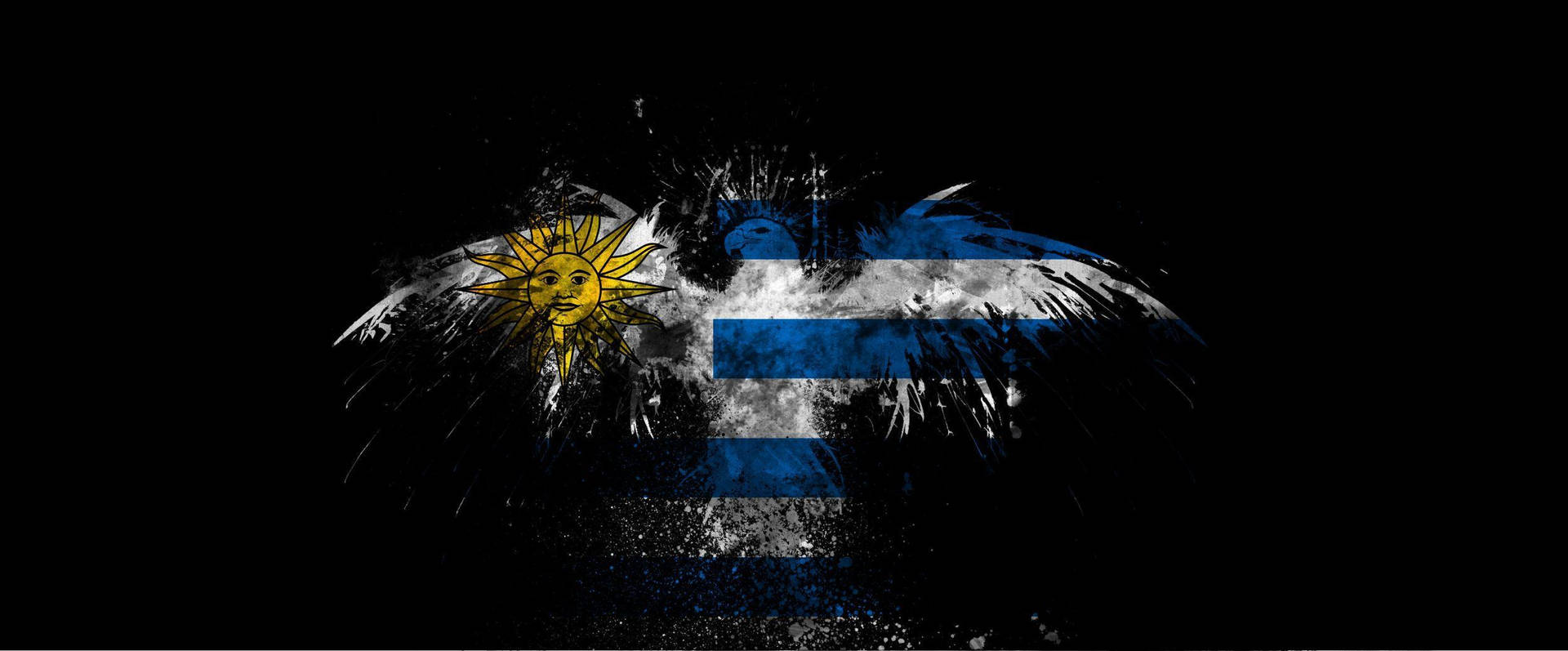 Uruguay Flag In Bird Pattern Background