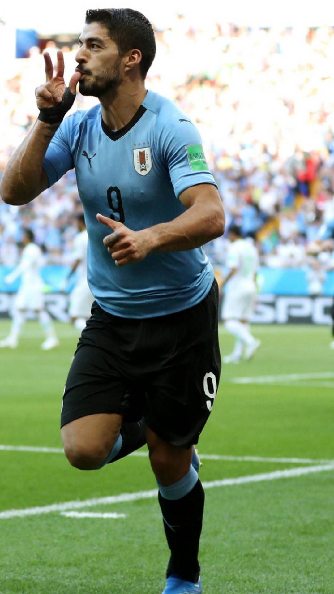 Uruguay Luis Suárez Blue Jersey Background