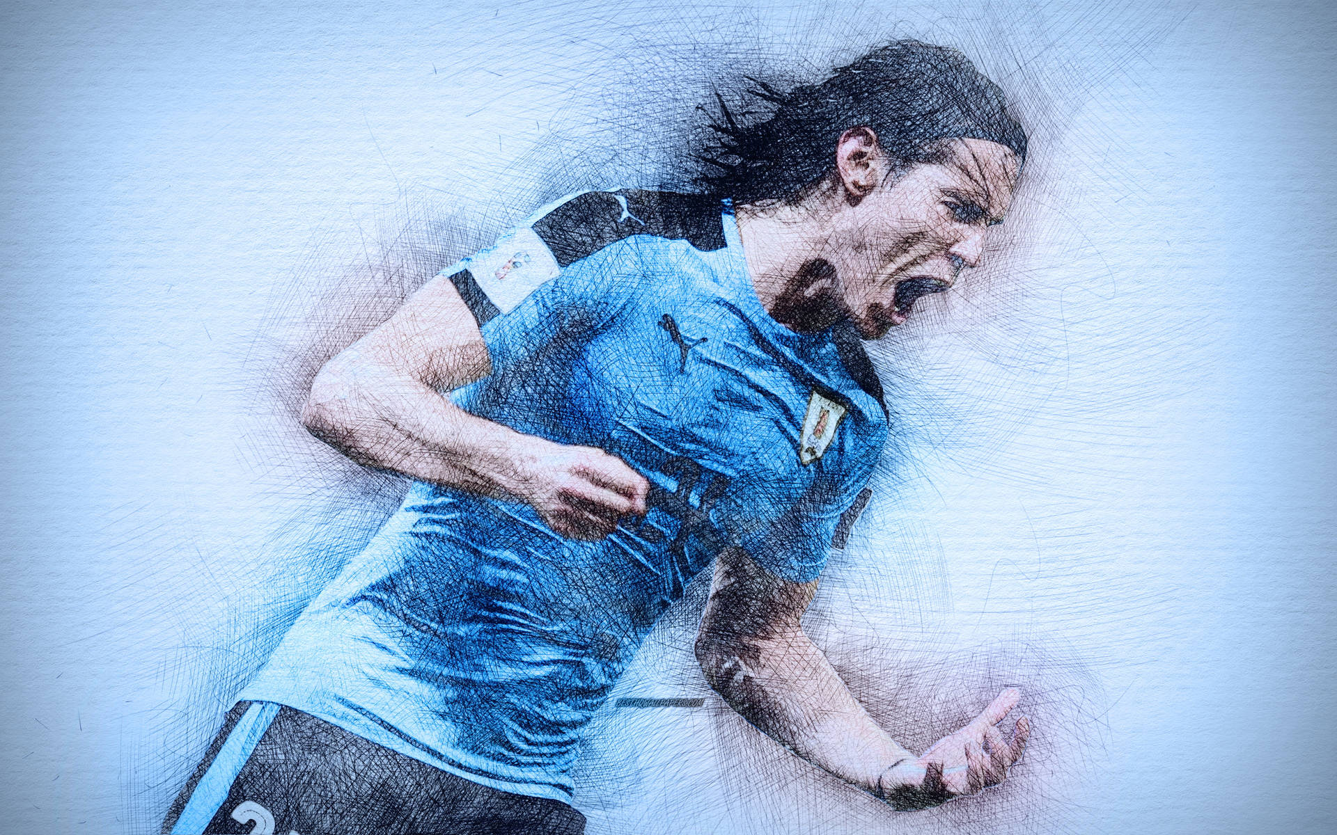 Uruguay National Football Team Cavani Art Background