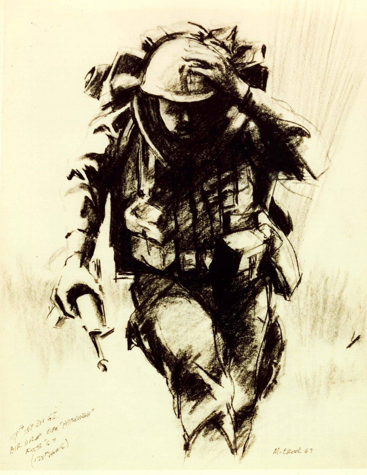 Us Army Charcoal Pencil Illustration