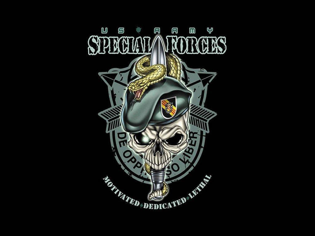Us Army Stylised Skull Wearing Beret Background