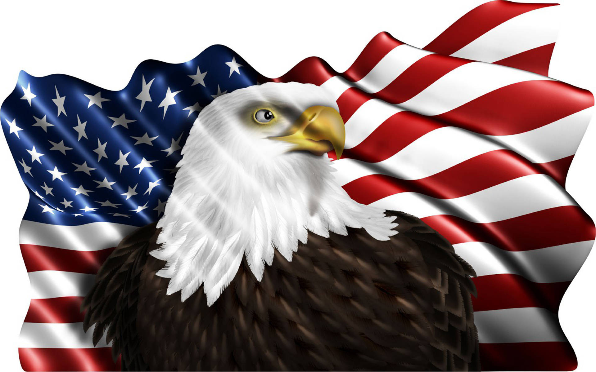 Us Eagle With American Flag Background